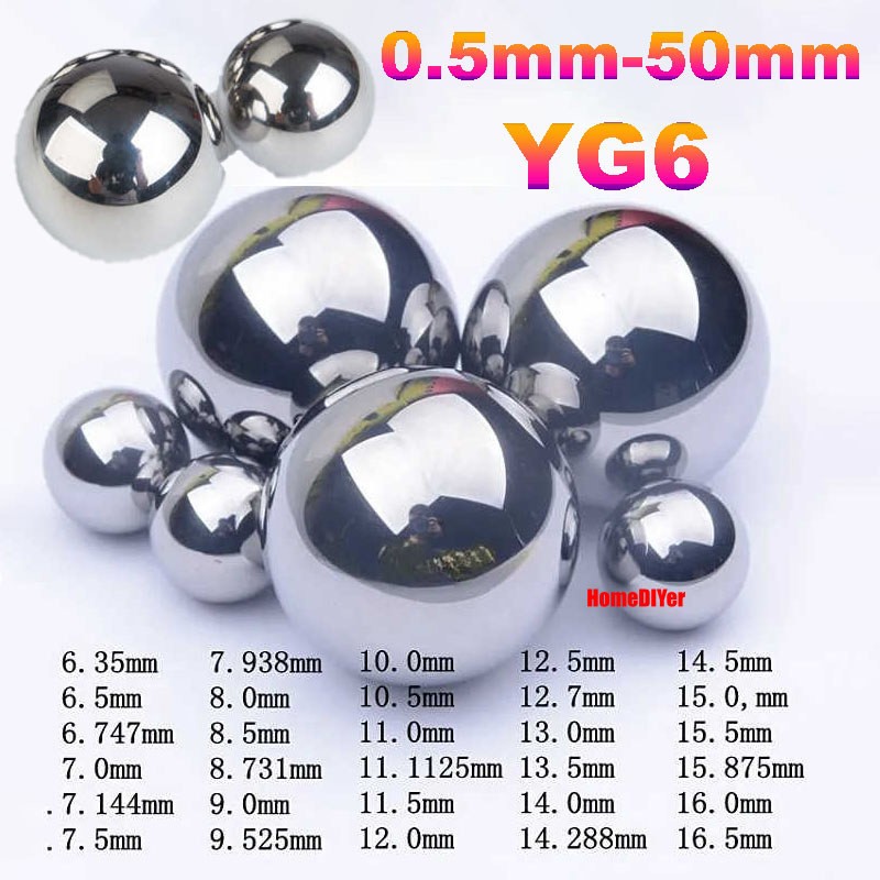YG6 Solid Carbide Steel Ball High Precision Bearings Balls Diameter 0.5mm-50mm