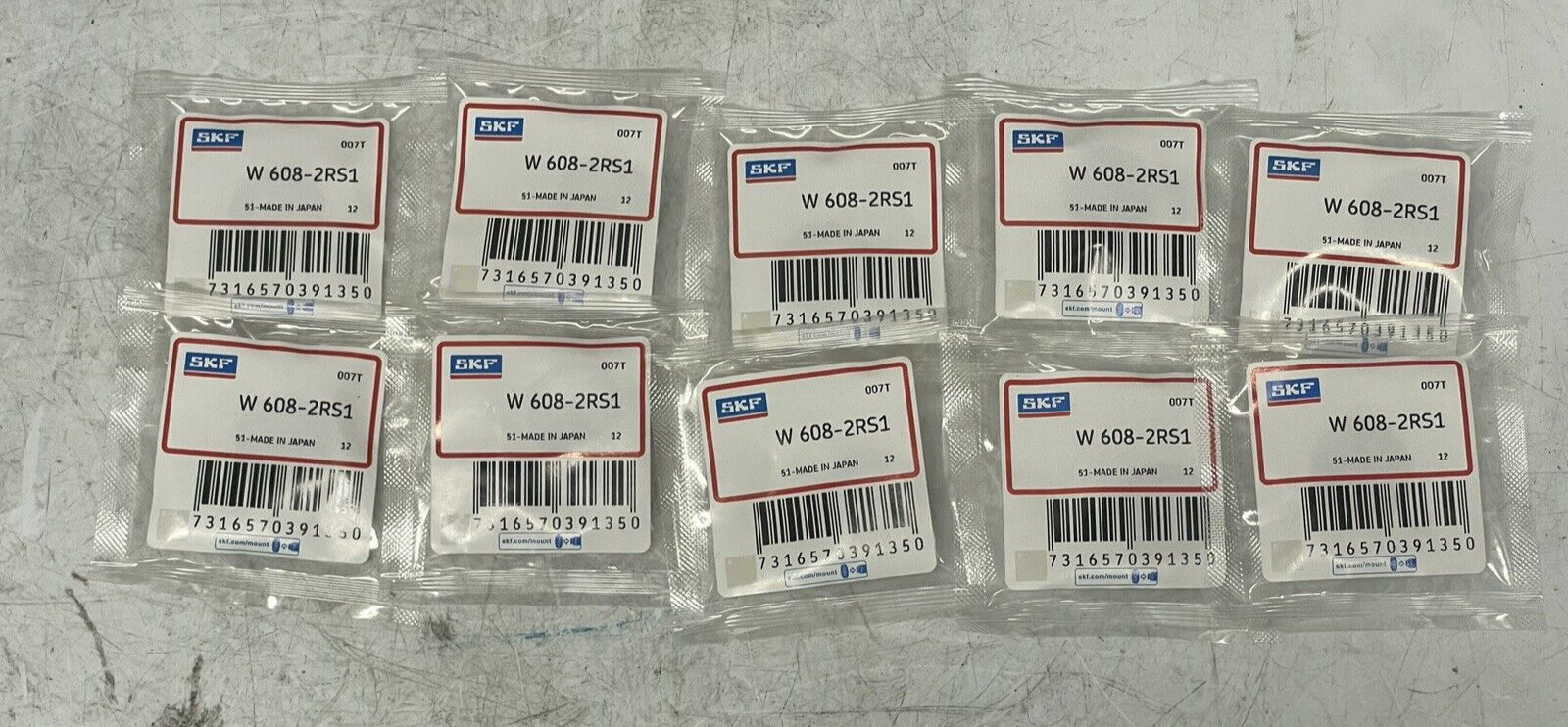New Lot of 10 SKF W608-2RS1 Stainless Steel Deep Groove Ball Bearings 8x22x7(mm)