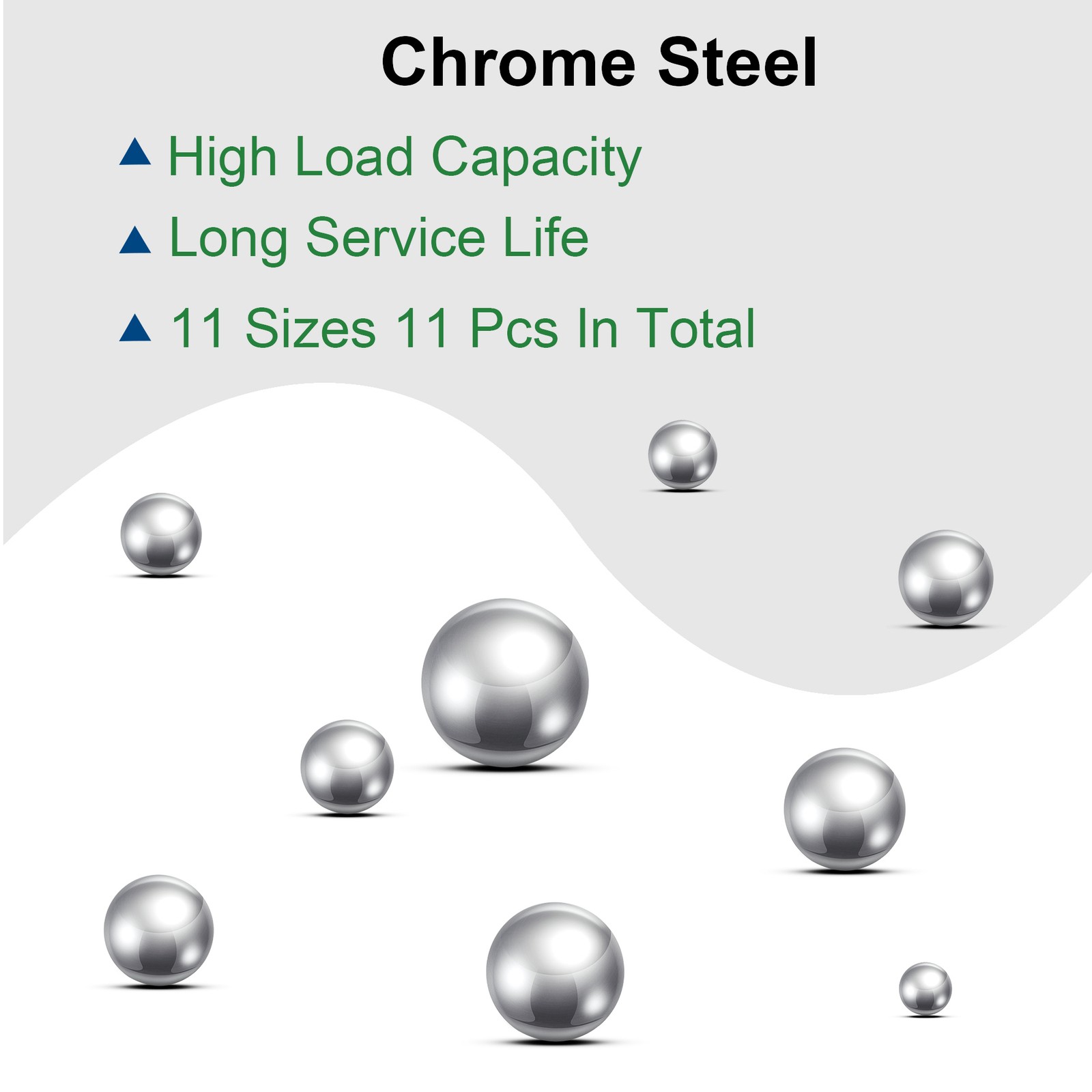 11pcs – Bearing Balls 7/32″ 1/4″ 5/16″ 3/8″ 7/16″ 1/2″ 9/16″ 5/8″ 3/4″ 7/8″ 1″