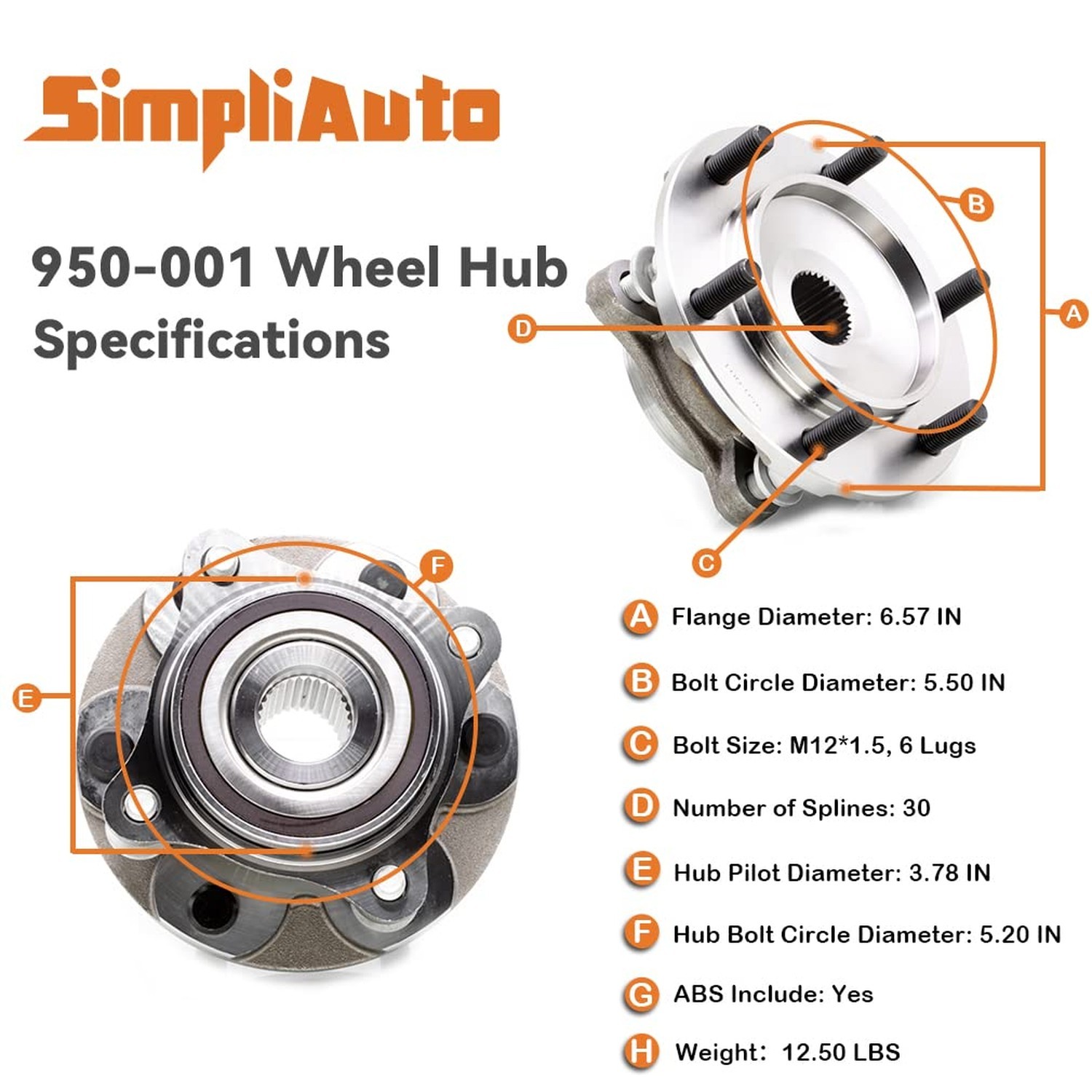 950-001 Front Wheel Bearing Hub Assembly Compatible with Toyota 2003-2021 4Ru…