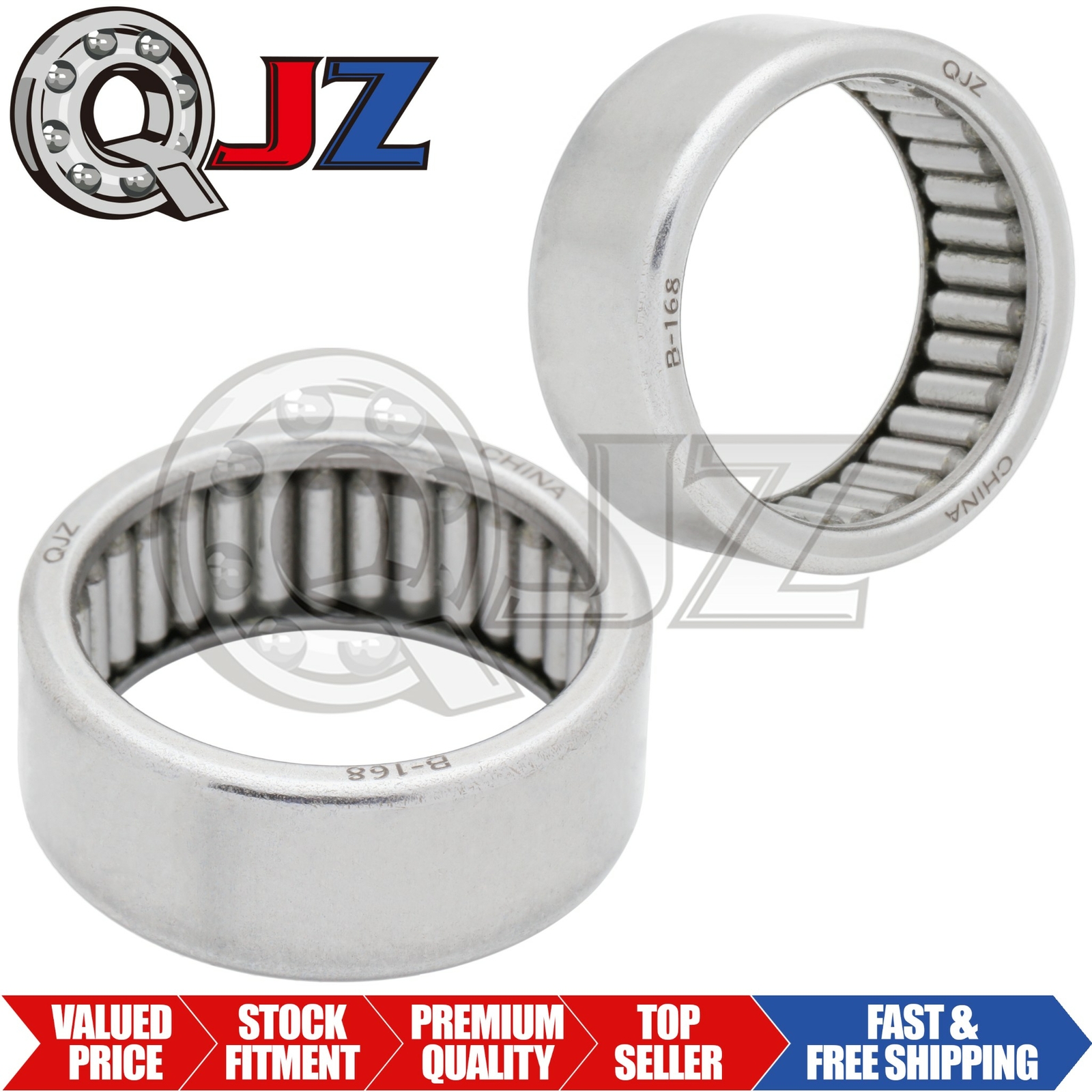 [2-Pack] B168 Drawn Cup Needle Roller Bearing 1″ (ID) x 1.25″ (OD) x 0.5″ (W)