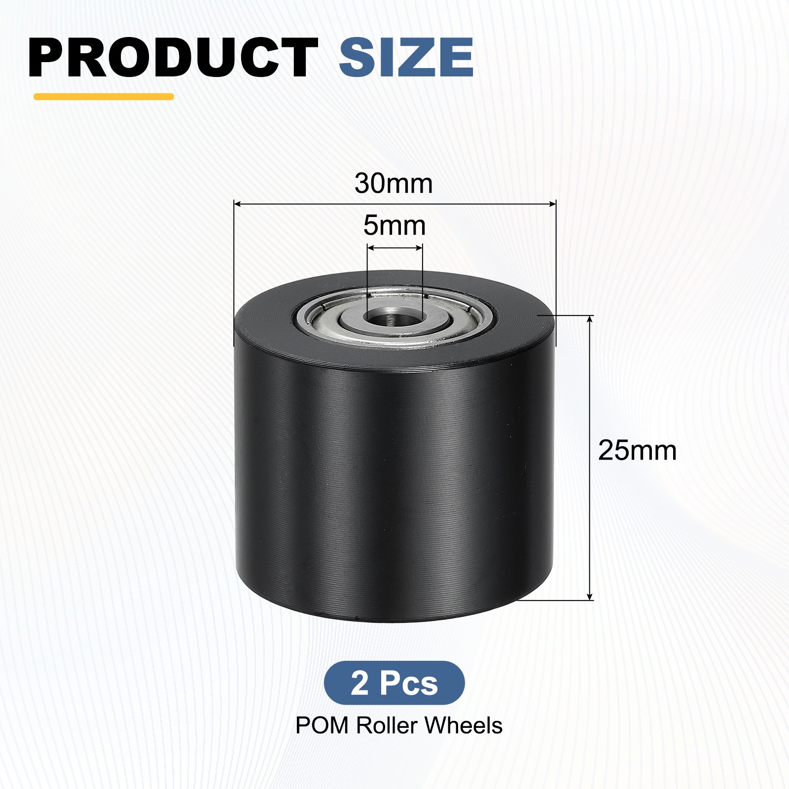 2Pcs POM Roller Wheel with Bearings, 5mm x 30mm x 25mm Bearing Pulley