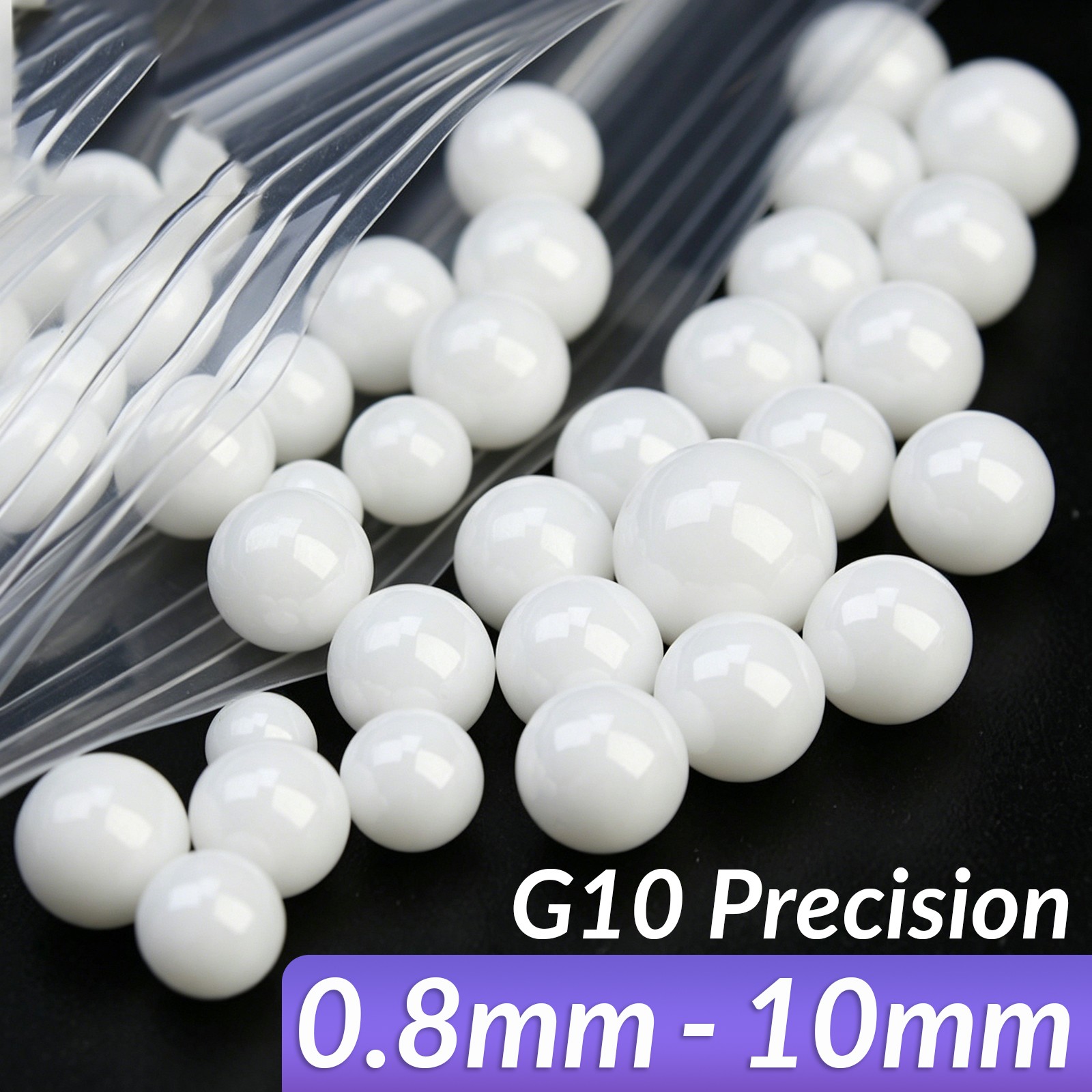 0.8mm – 10mm Ceramic Bearing Balls, ZRO2 Zirconium Oxide Ball G10 Precision