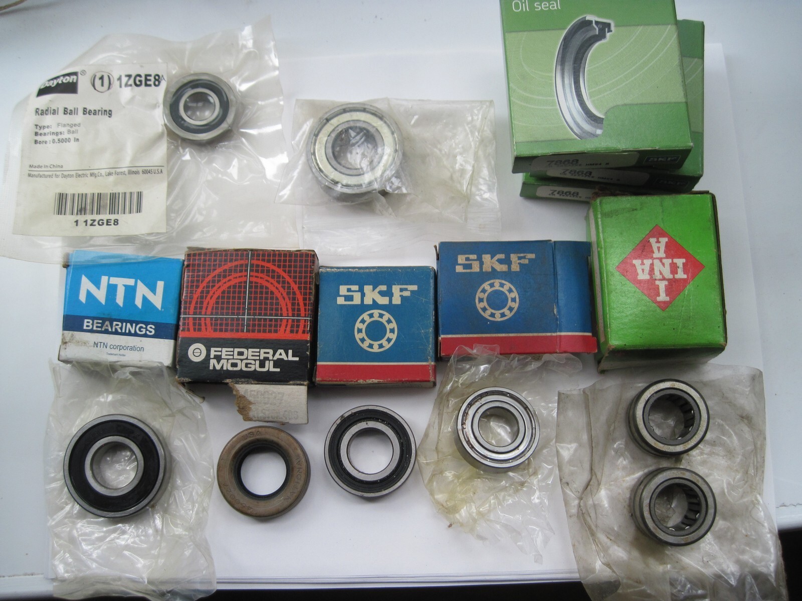 Lot of 11 Bearings and Oil Seals, (3) Are SKF 7868 Shaft Seals, NOS