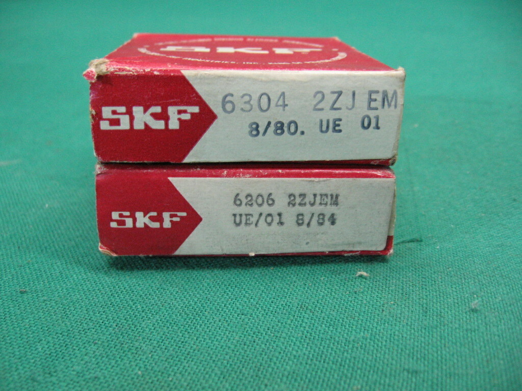 New (2) Two SKF Bearings NOS 6304 2ZJEM + 6206 2ZLEM Sealed NOS 1980’s