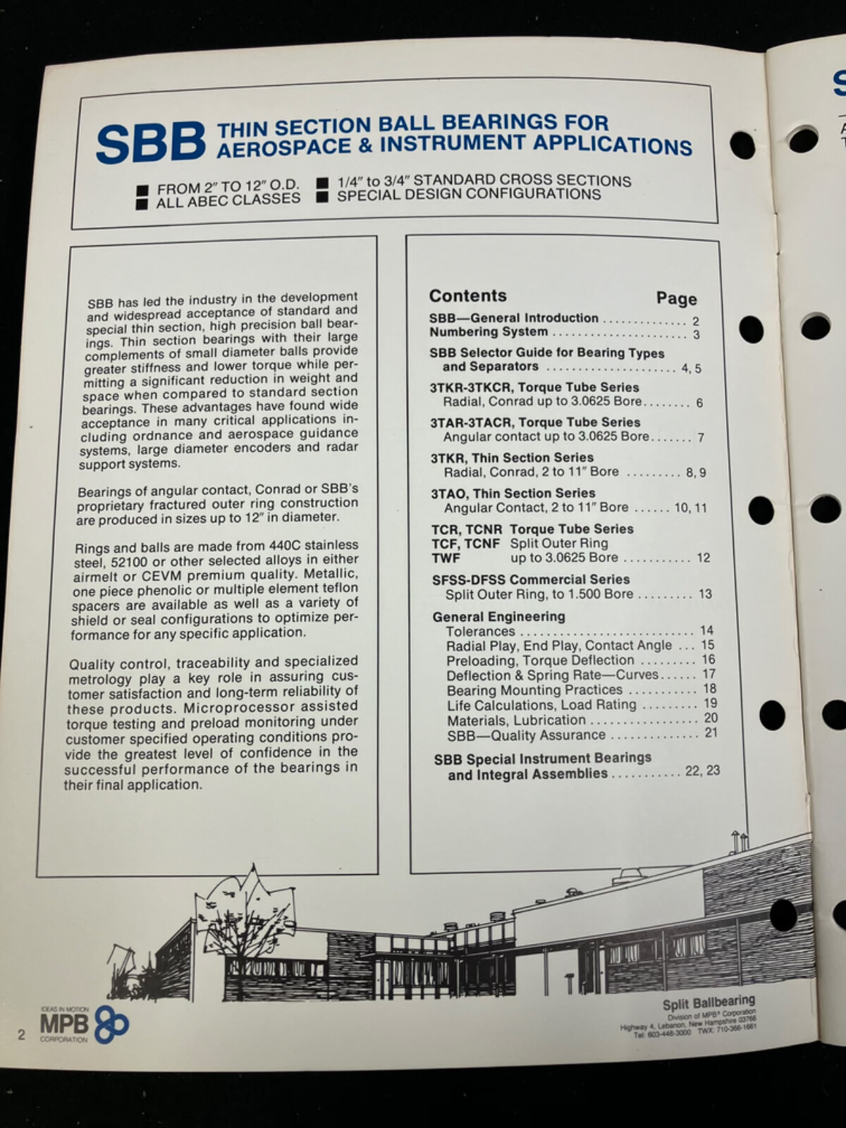 1982 SBB THIN SECTION AEROSPACE & INSTRUMENT BALL BEARINGS CATALOG 3-350-82
