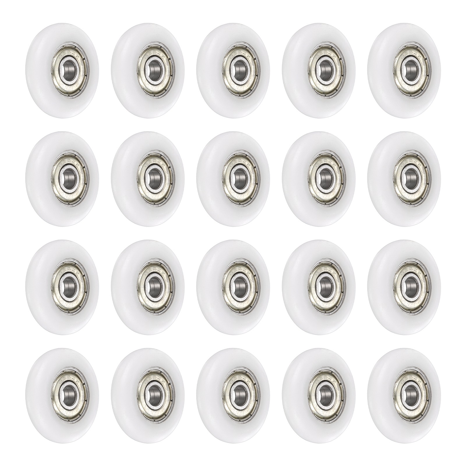20Pcs 5x25x6mm Metal Shielded (GCr15) Chrome Steel Bearing+POM Guide, White