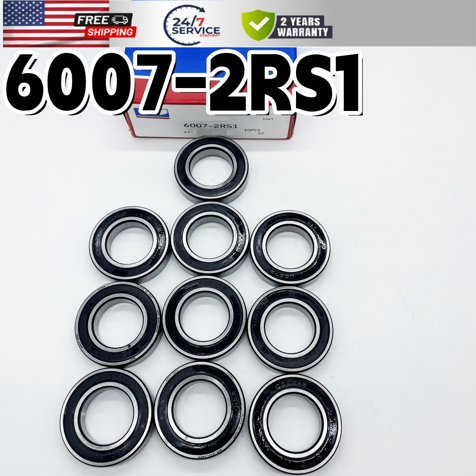 10x For 6007 2RS1 Rubber Sealed Deep Groove Ball Bearing 35x62x14mm 6007RS