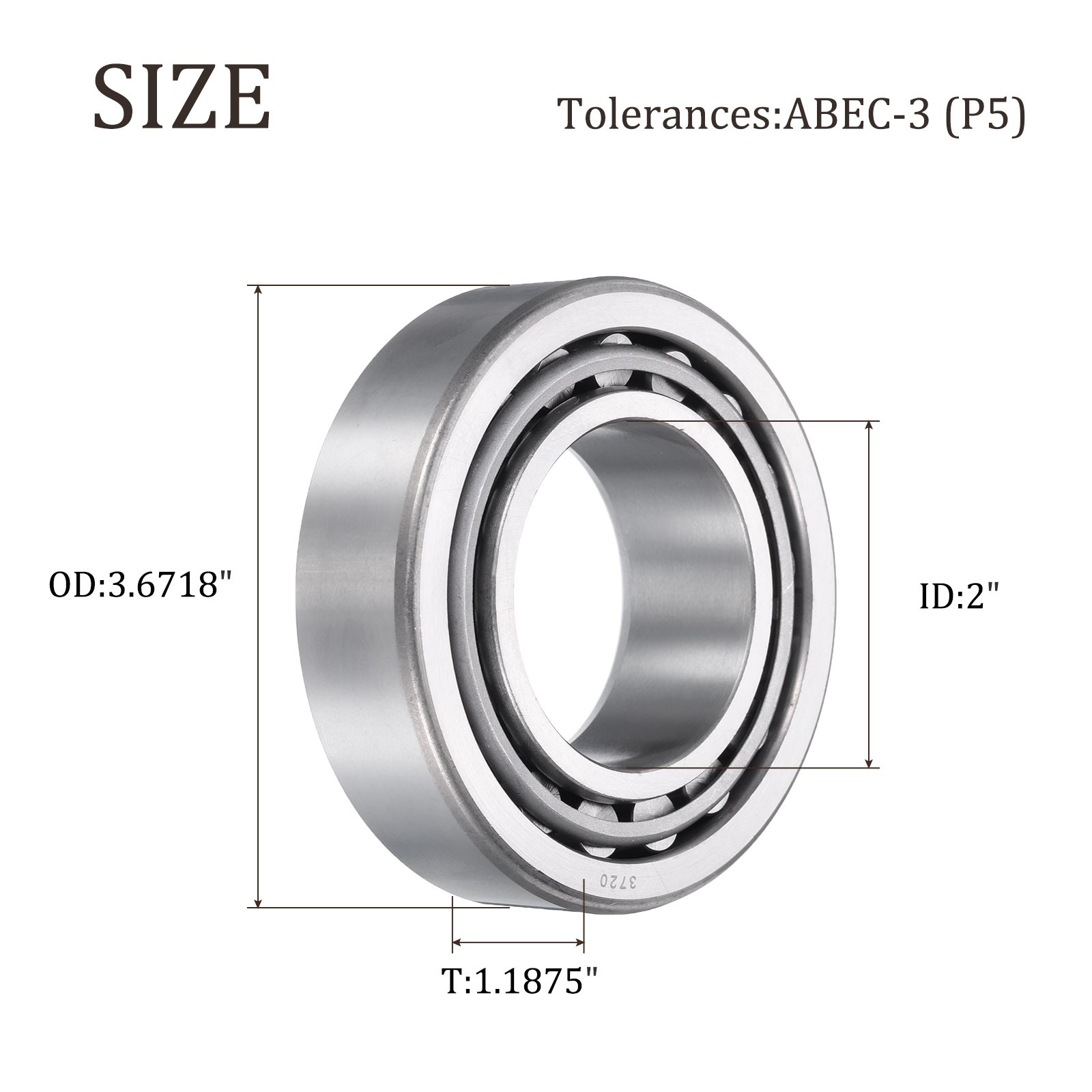 3780/3720 Tapered Roller Bearing Cone and Cup, 2″ Bore x 3.6718″ OD P5