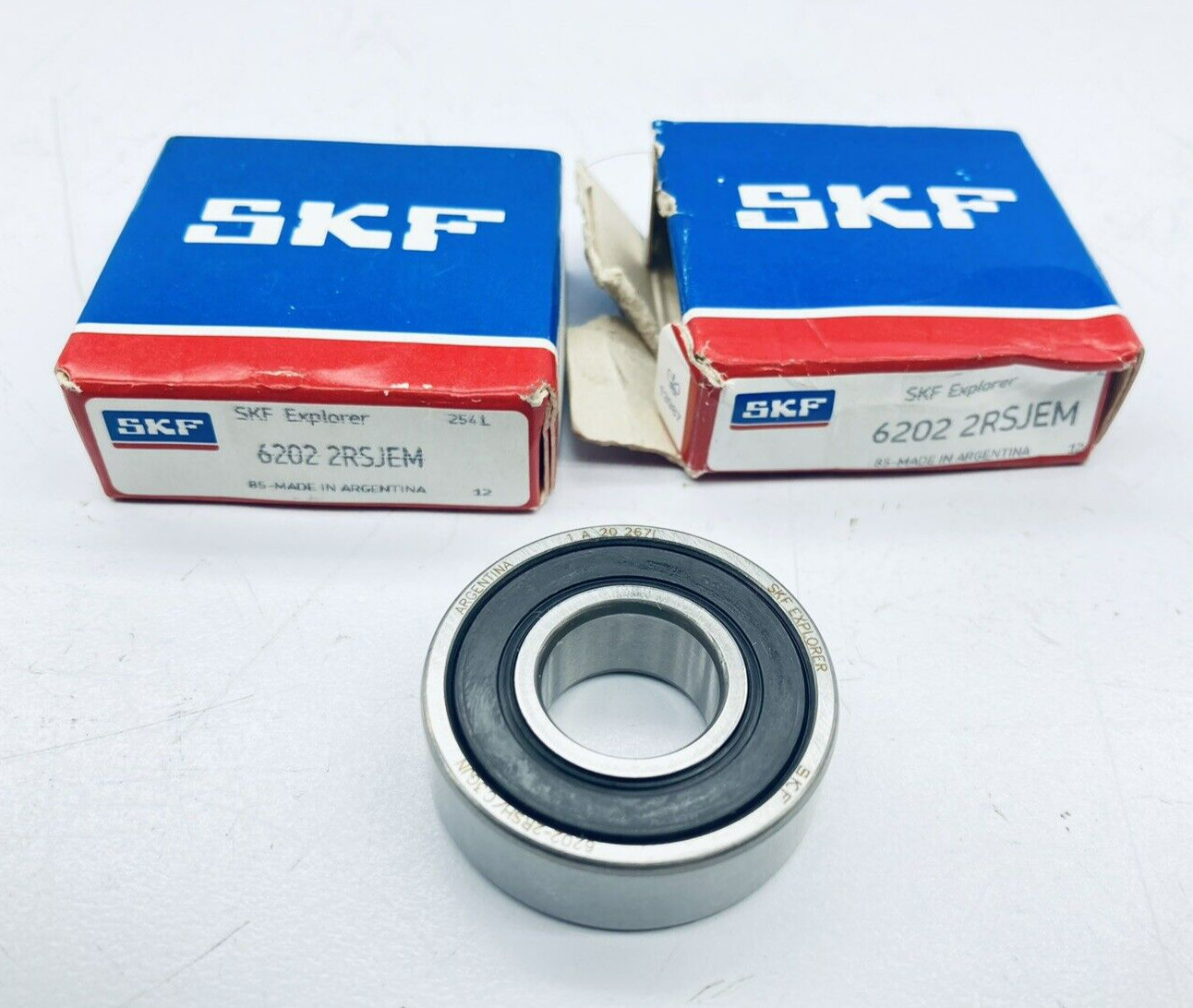 LOT OF 2 SKF 6202 2RSJEM DEEP GROOVE BALL BEARING DOUBLE SEALED 15mm-ID 35mm-OD
