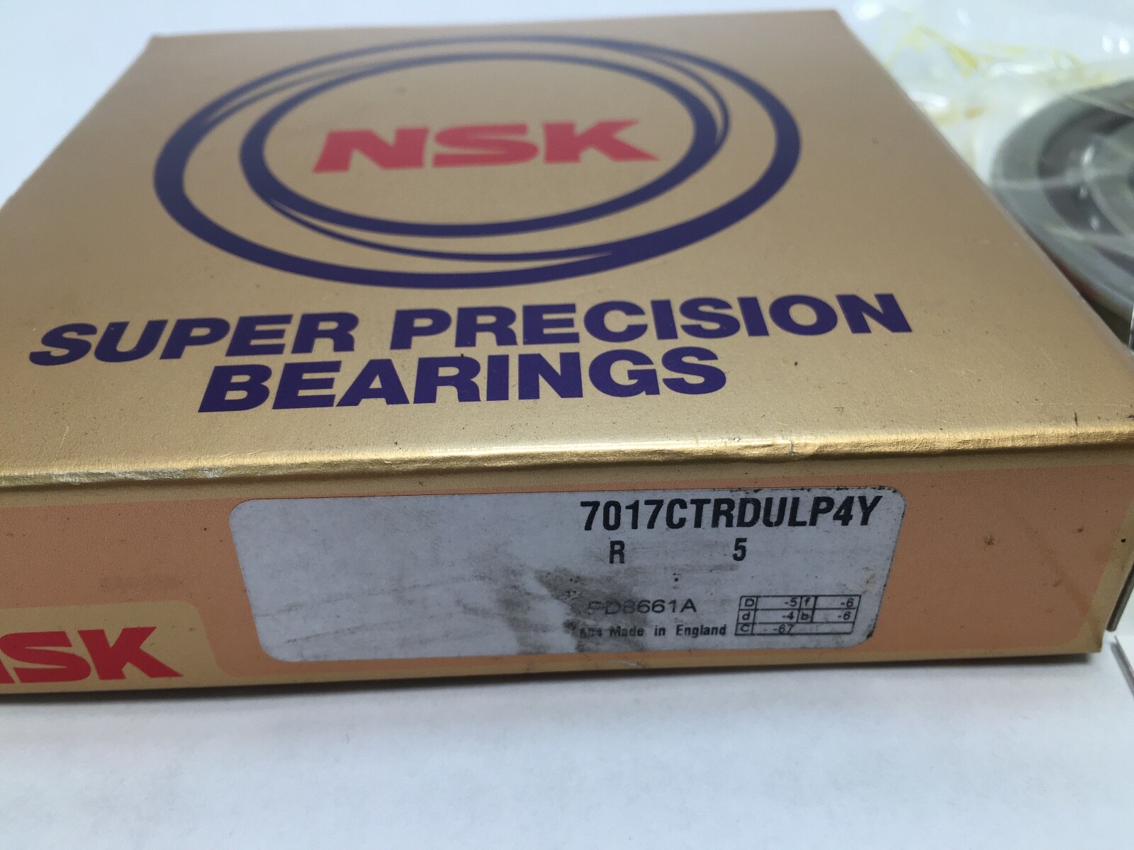 NSK 7017CTRSULP4Y Bearing 85x130x22 mm 7017-CTR-DUL-P4Y ABEC7 England