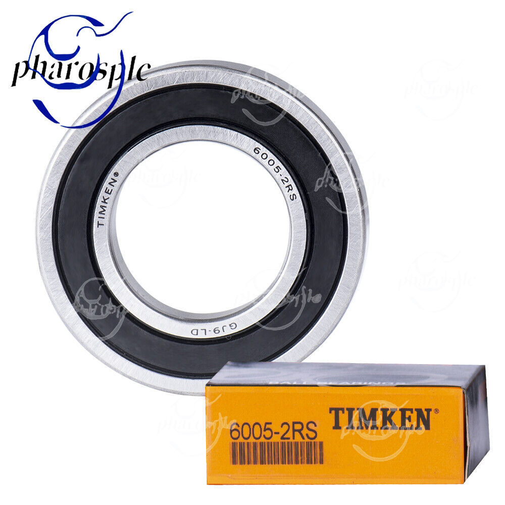 (2 PACK) TIMKEN 6005-2RS 25X47X12MM Double Rubber Seal Ball Bearings