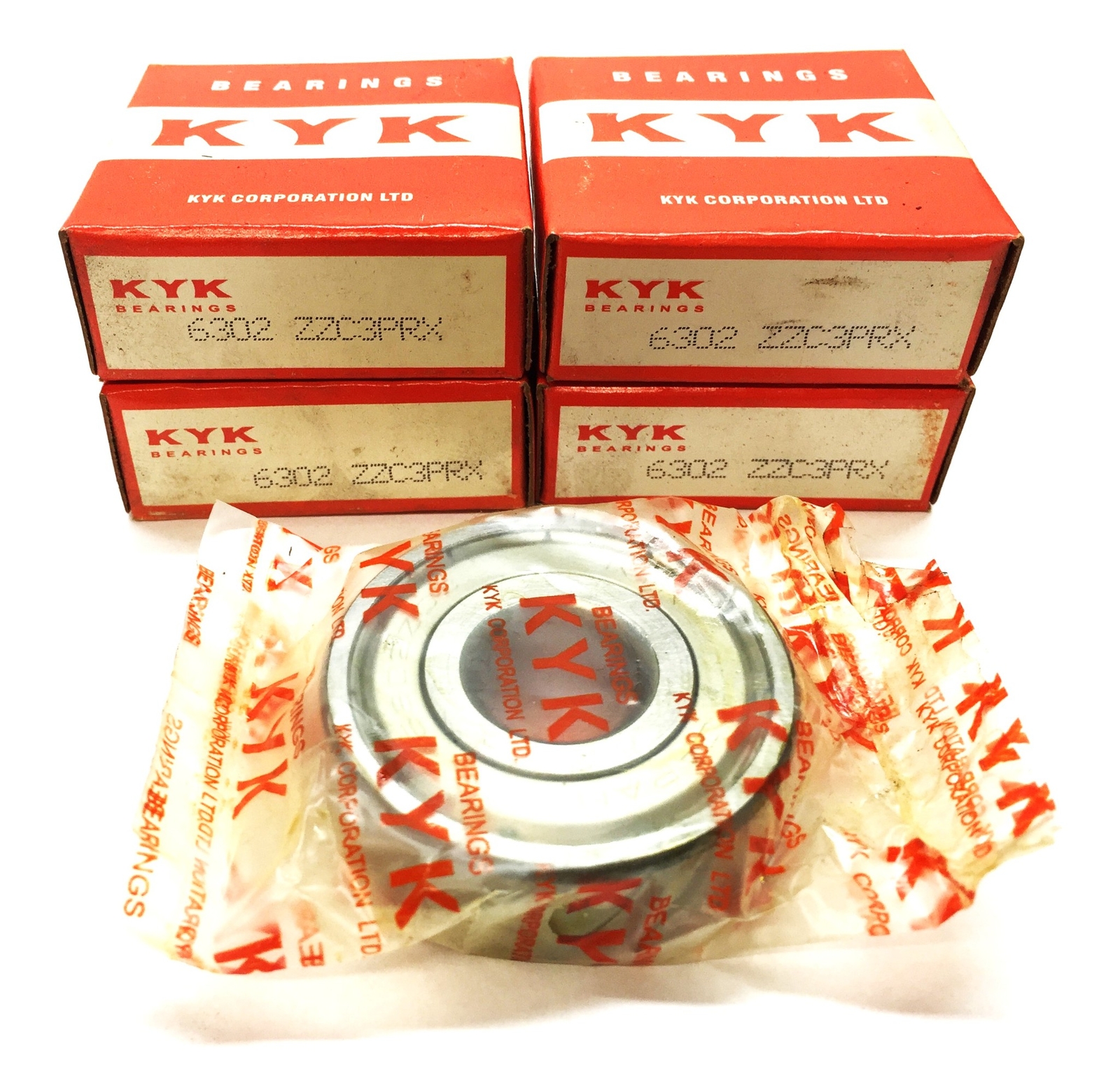 KYK Metal Shielded Ball Bearing 6302ZZC3PRX [Lot of 4] NOS