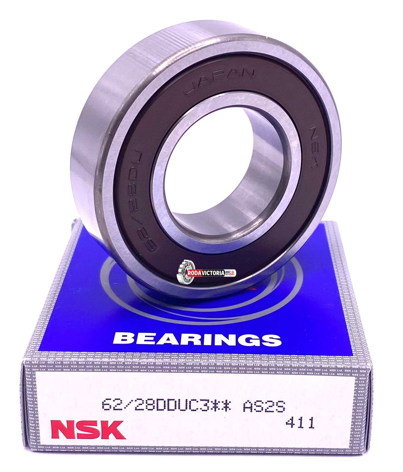 NSK 62/28 DDU C3 Deep Groove Ball Bearing, Rubber Sealed 62/28-2RS 28x58x16 mm