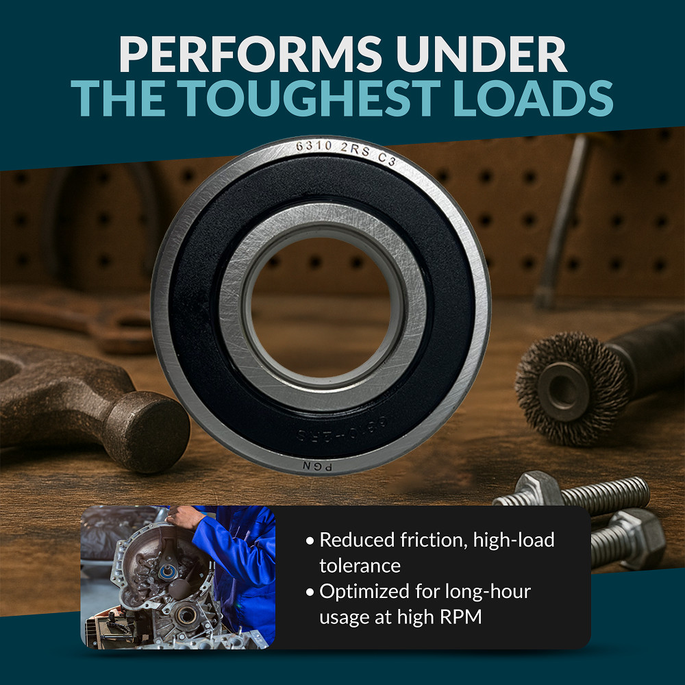 PGN 6310-2RS Ball Bearing, Double Rubber Sealed, Pack of 10
