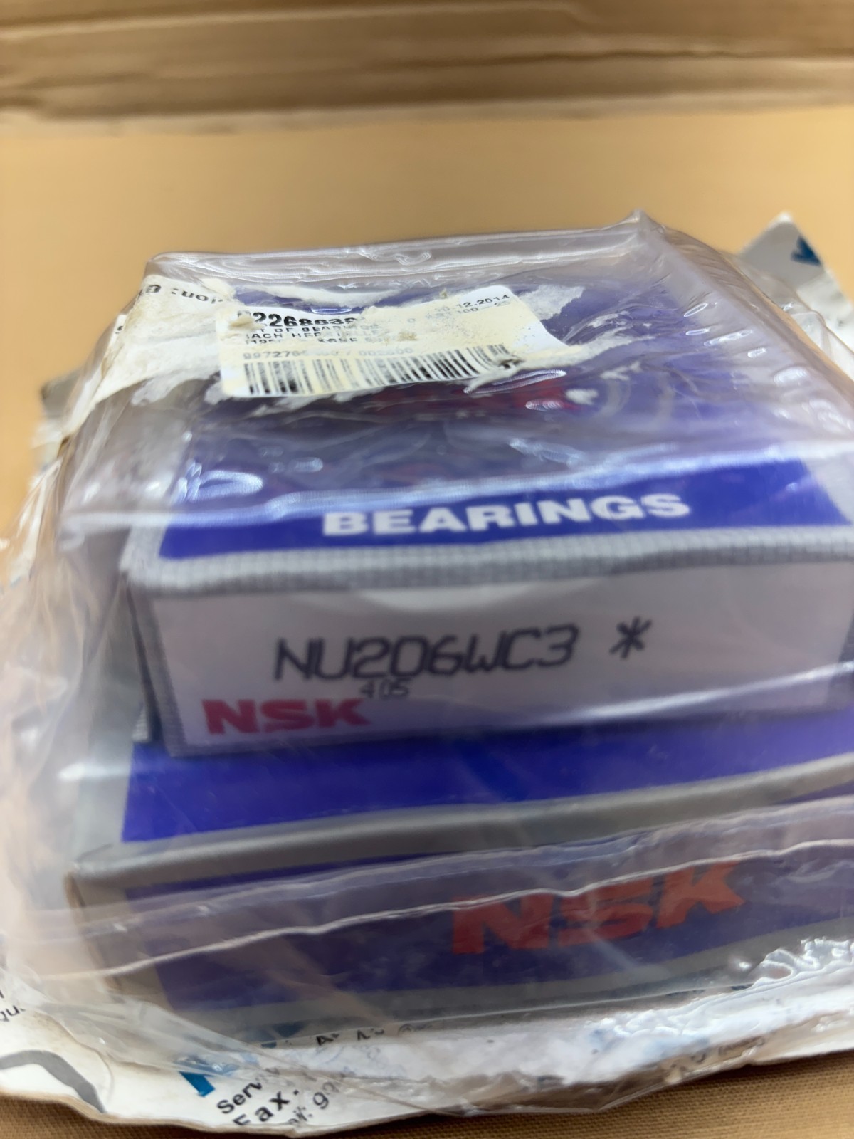 NSK 02268639 Bearing Set NU206WC3 Roller Bearing 6309DDUC3 Ball Bearing