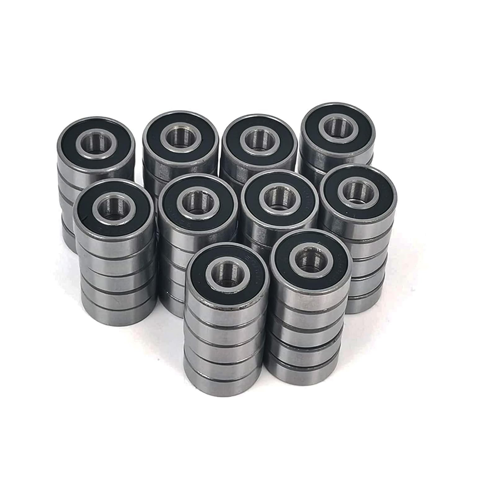 608 2RS Bearings, 50 Pack 608 Bearing, 8x22x7mm RS Ball 50 Pack, Black