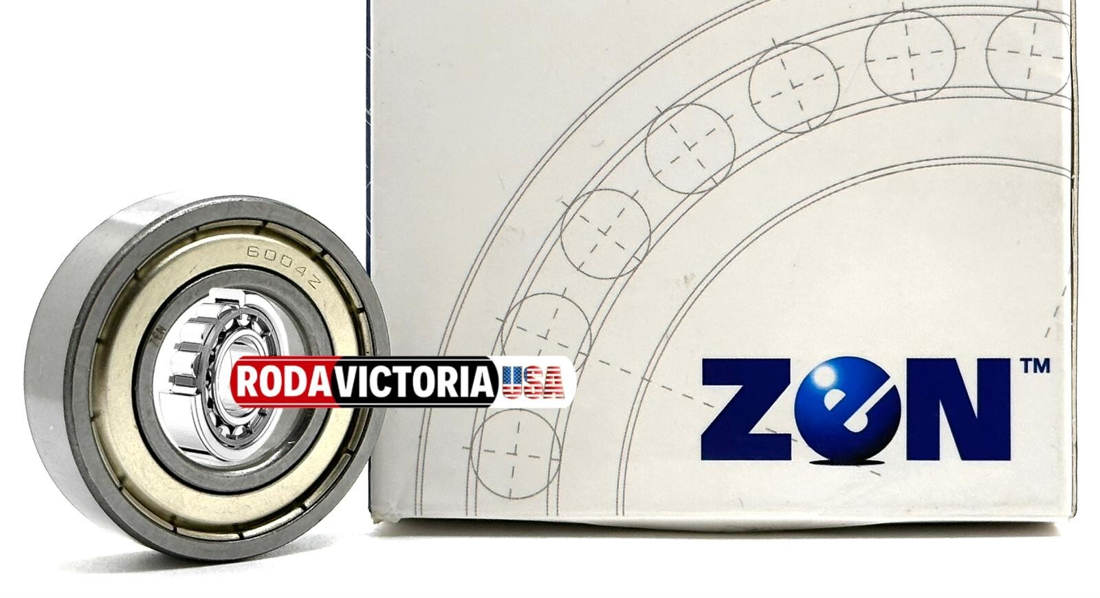 ZEN 6004-ZZ C3 Premium Metal Shielded Ball Bearing, 20x42x12, 6004ZZC3