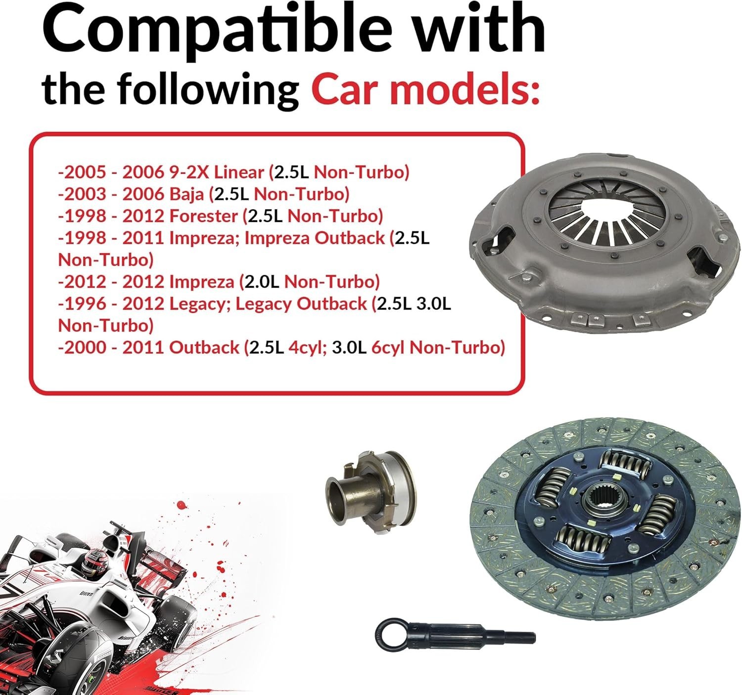 Clutch Kit and Bearing Sleeve compatible with 1996-2012 Forester Impreza Lega…