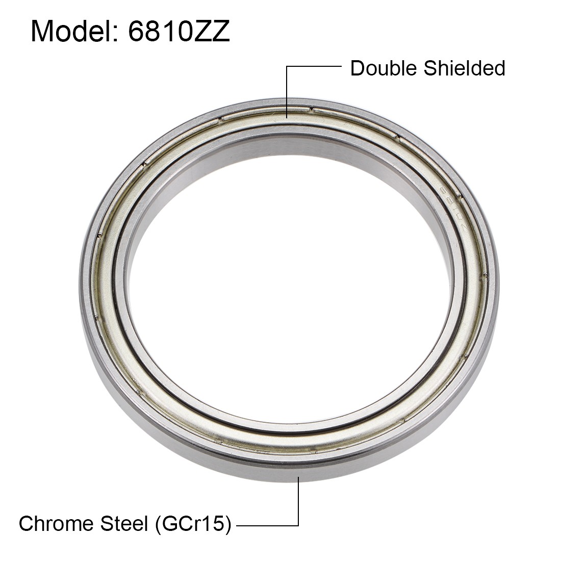 2Set 6810ZZ Deep Groove Ball Bearings Double Shielded Chrome Steel Z2