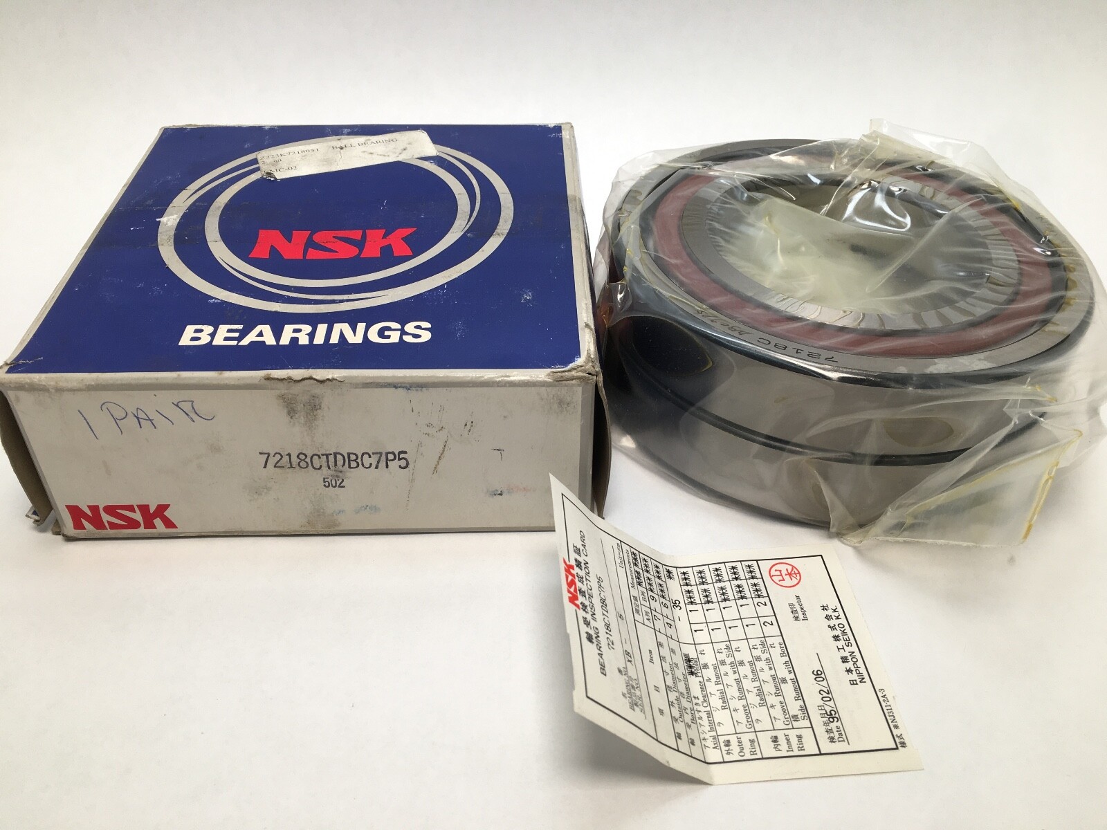 NSK 7218CTDBC7P5 Bearing 90x160x30 mm 7218-CT-DB-C7-P5 ABEC7 Japan 2 pcs