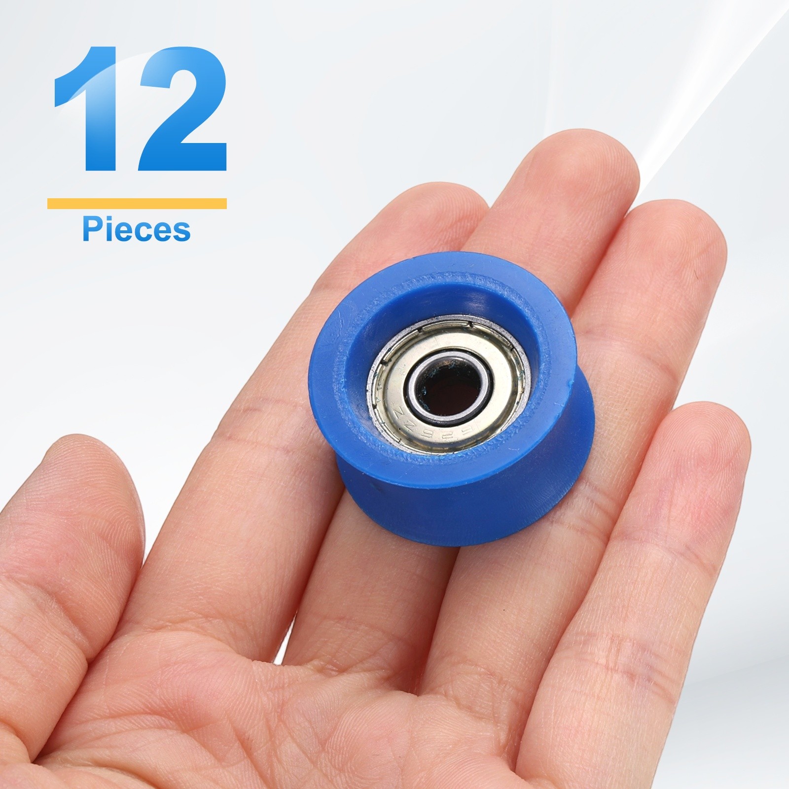 12Pcs, Groove Plastic Guide Bearing 6×28.5x14mm Pulley Roller(Blue)