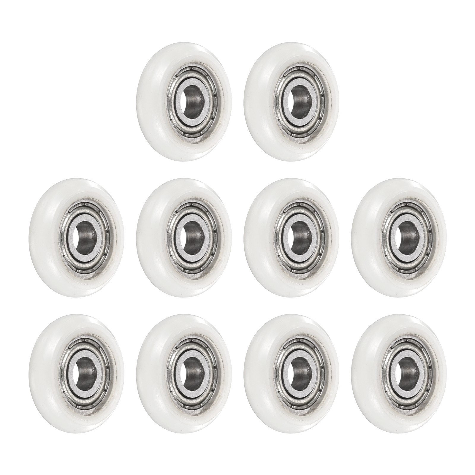 10Pcs 5×18.5x5mm Metal Shielded (GCr15) Chrome Steel Bearing+POM Guide, White
