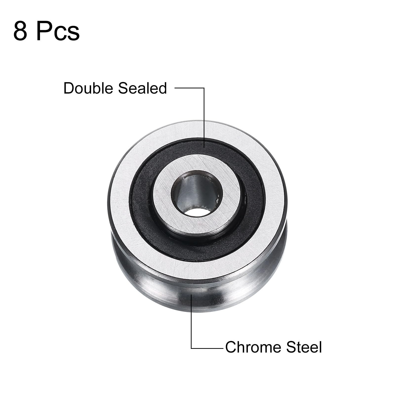 uxcell 8pcs SG20 U Groove Track Guide Bearing 6x24x11mm U SG20, silver