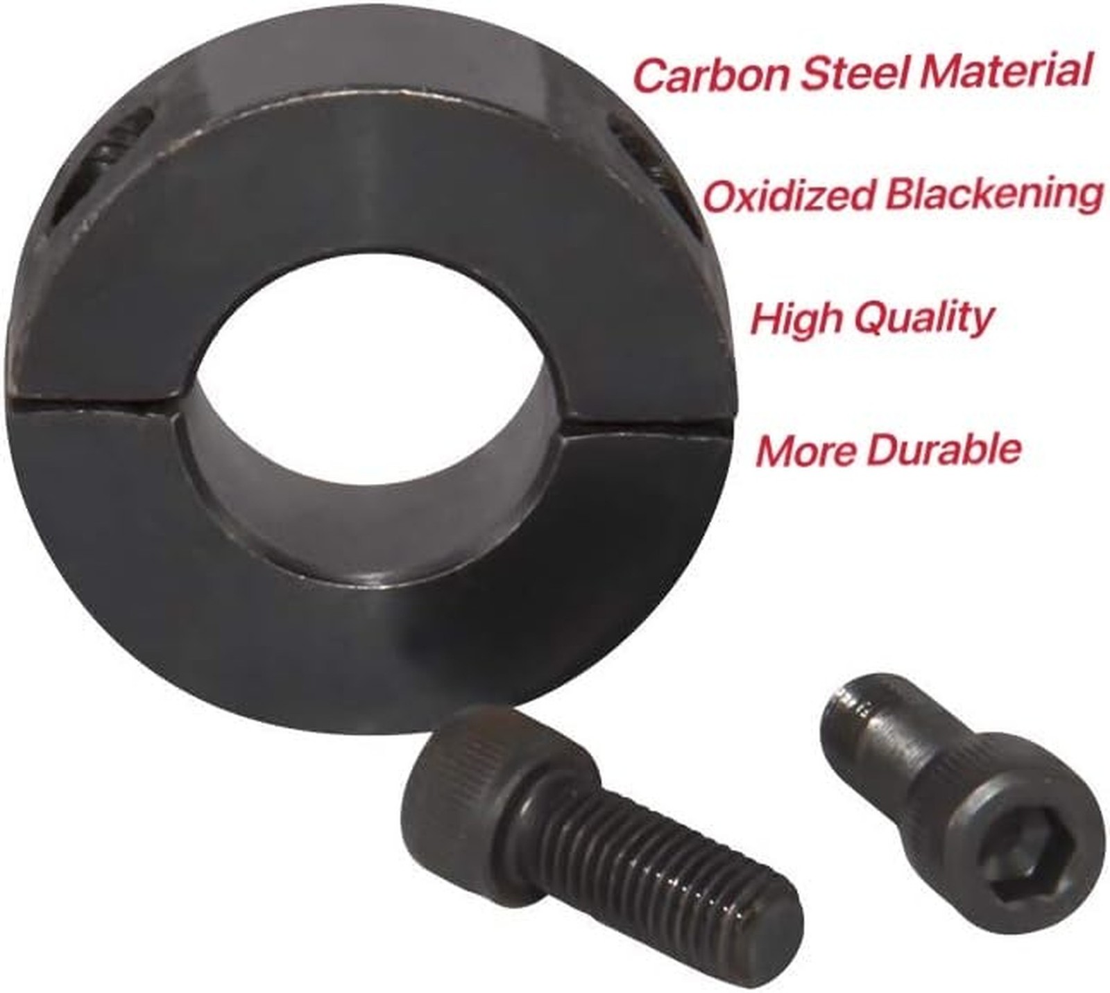 AZSSMUK 5/8″ Bore Double Split Clamp-On Shaft Collars of Carbon Steel with Bl…