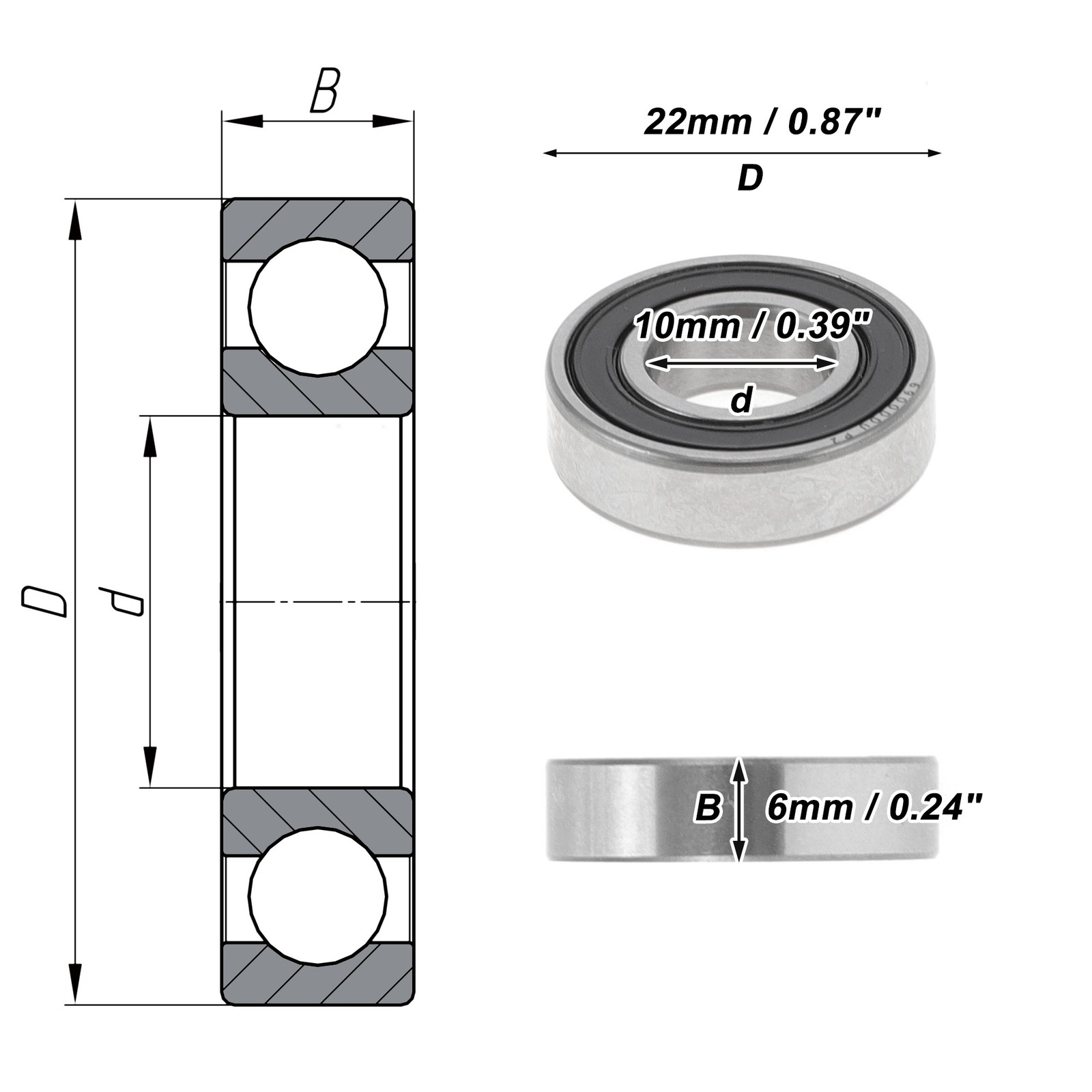 6900DDU Deep Groove Ball Bearings P2 10x22x6mm 1 Pc Scooter Skateboard Wheel