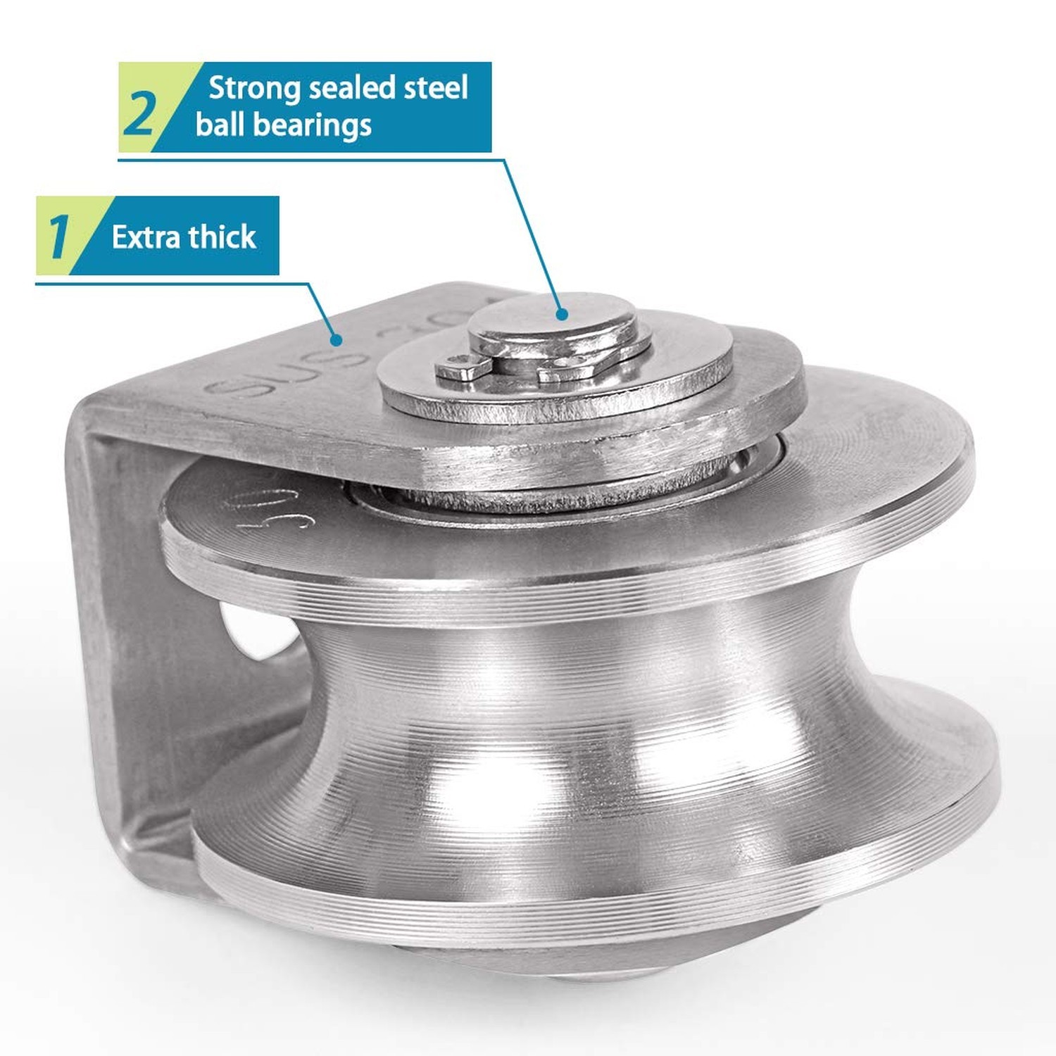 Skelang U Groove Pulley Block 2″, 304 Stainless Steel Pulley Roller, Duplex B…