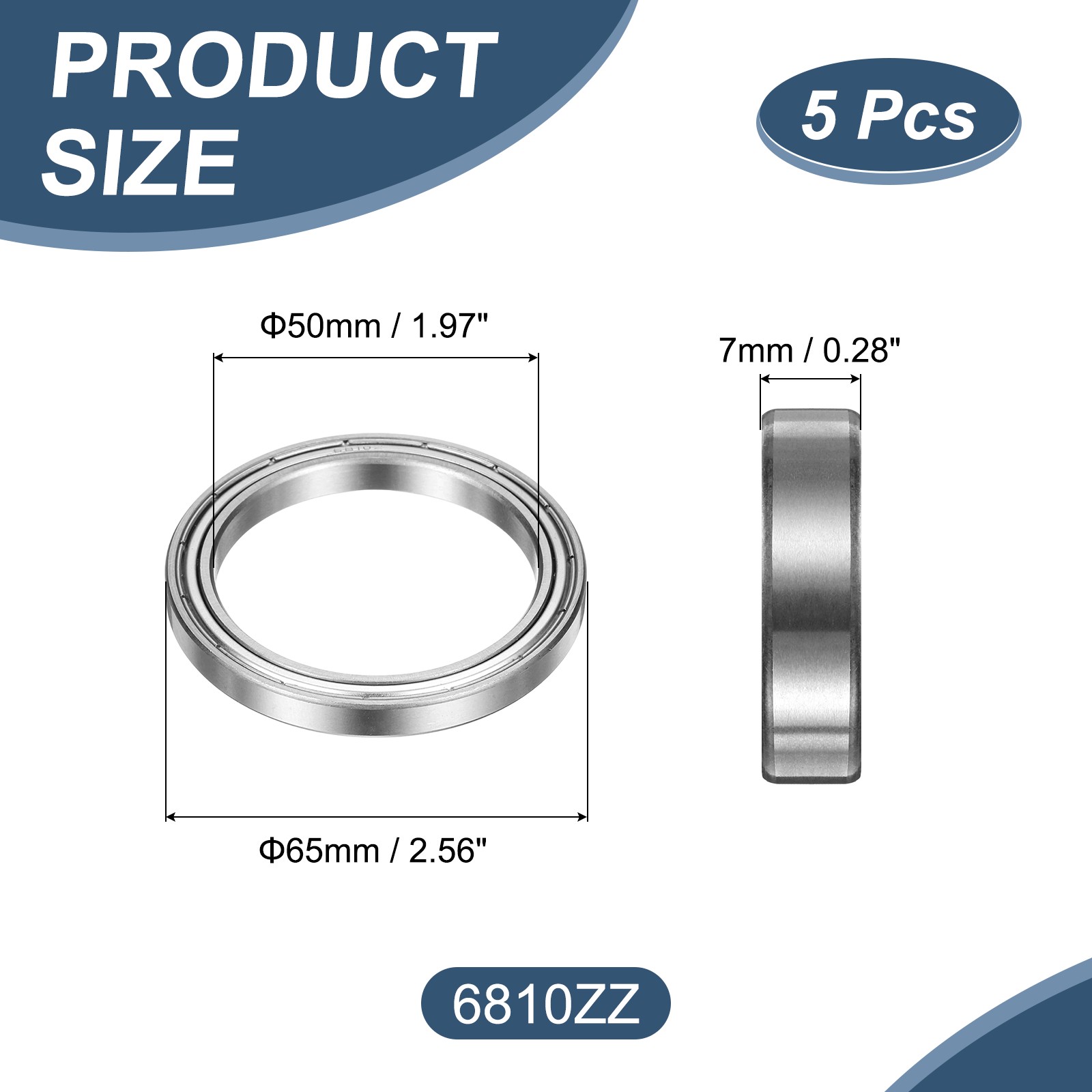 For ABEC5 5 Ball Bearings 50x65x7mm 6810ZZ – Pack of 5