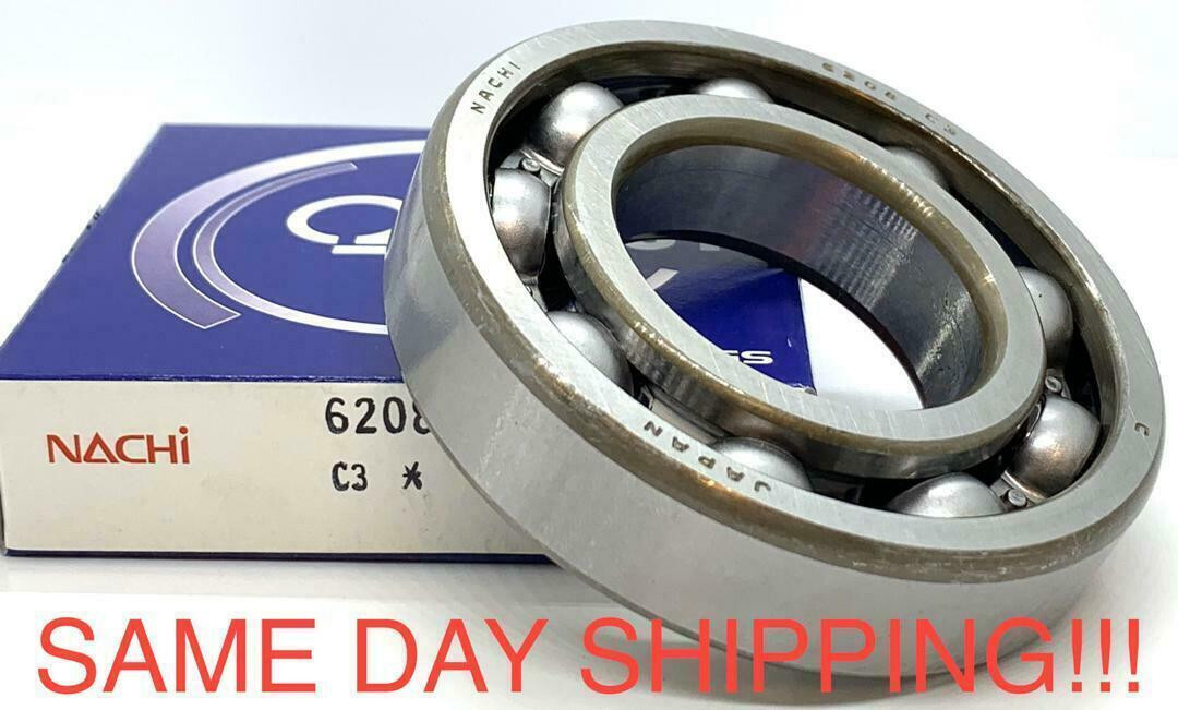 NACHI JAPAN 6208 C3 DEEP GROOVE BALL BEARING, OPEN, NO SEALS 40x80x18mm NACHI