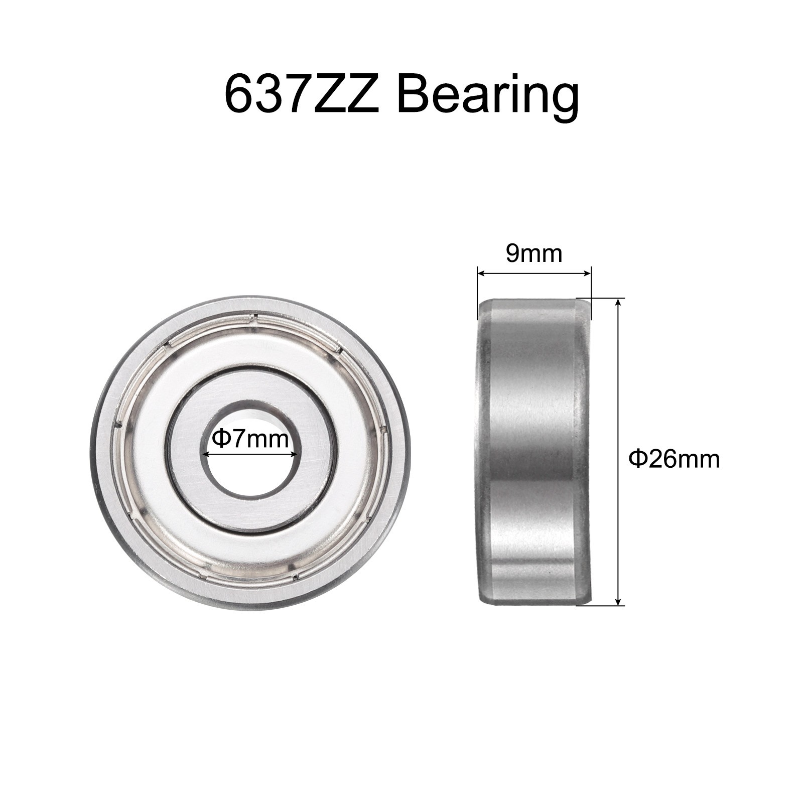 5pcs 637ZZ Ball Bearing 7x26x9mm, Chrome Steel Shielded, P6 (ABEC 3)