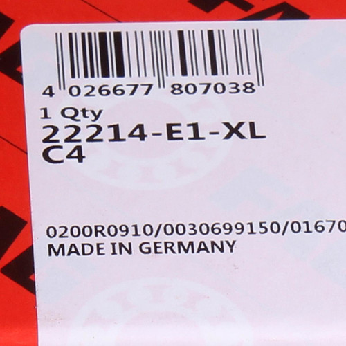 22214-E1-XL-C4 FAG/Schaeffler Technologies 70 x 125 x 31 mm SPHERICAL ROLLER …