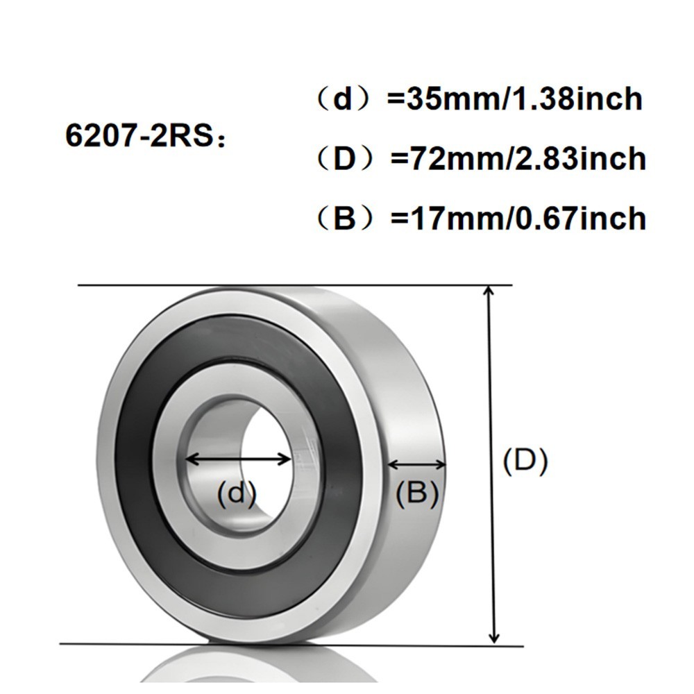 10PCS 6207-2RS Deep Groove Ball Bearings 35x72x17mm Double Rubber Sealed