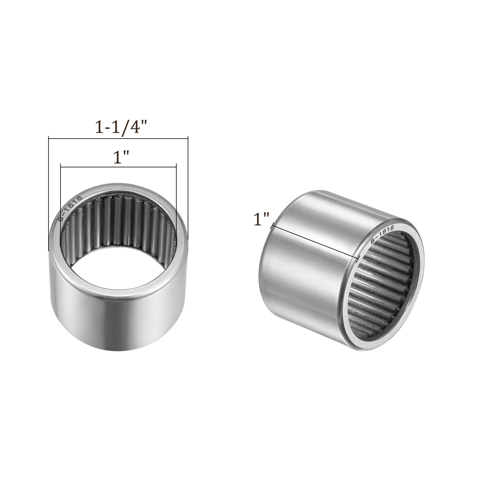 B1616 Needle Roller Bearings 1 Inch x 1-1/4 Inch x 1 Inch Chrome Steel