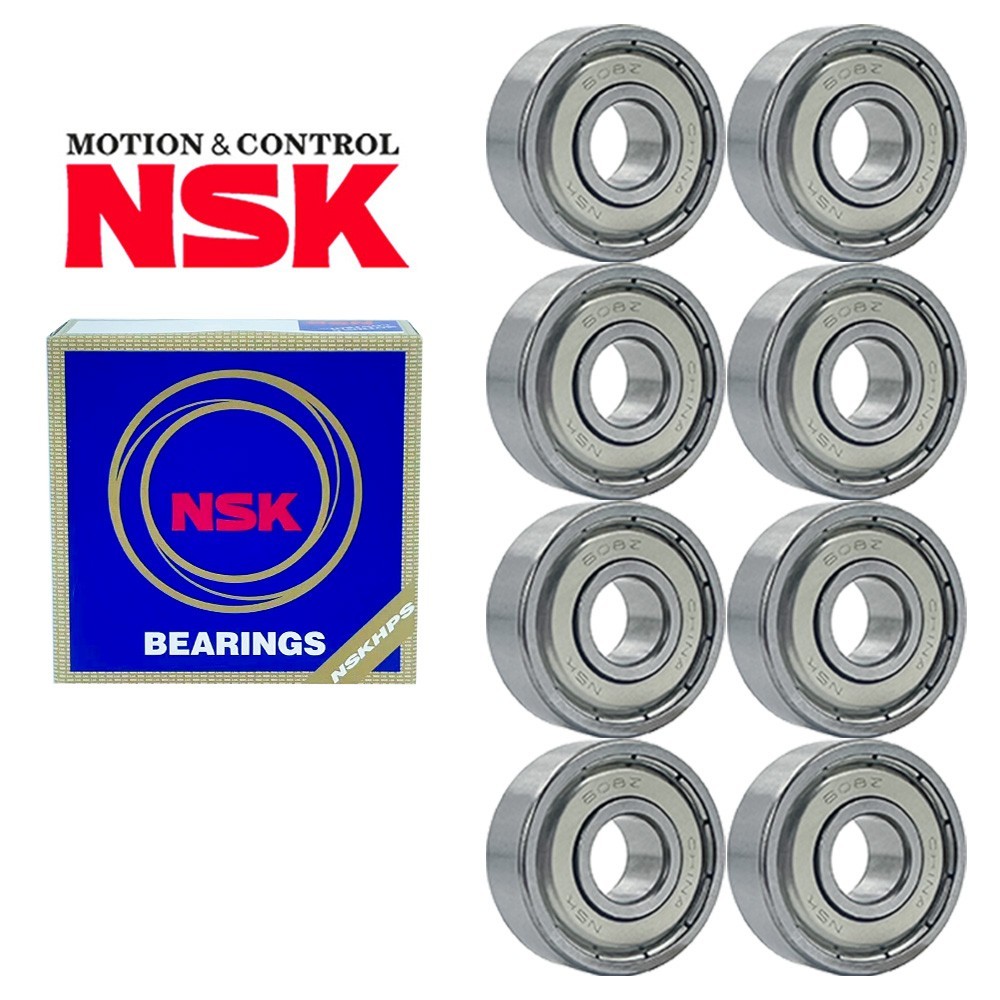 8Pcs NSK 608-ZZ Double Rubber Sealed Ball Bearings 8x22x7mm