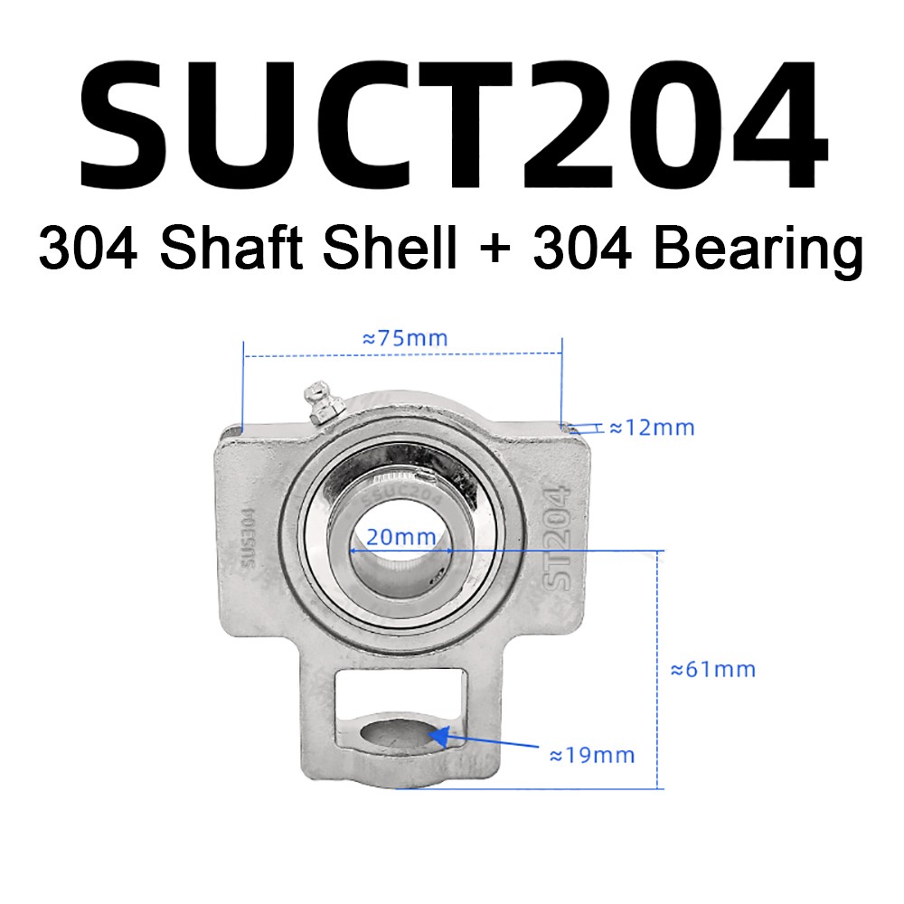 SUCT204 – SUCT210 Bore 20mm-50mm Self Lube Metric Take Up Unit Housing & Bearing
