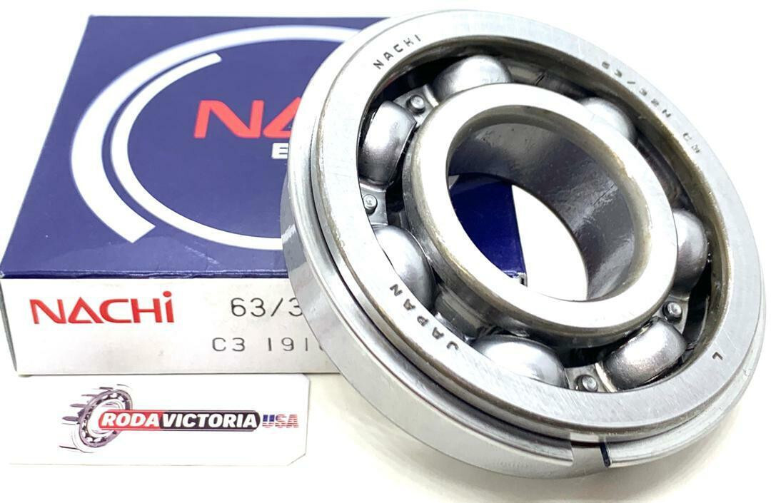 NACHI JAPAN 63/32 NRC3 BALL BEARING, OPEN TYPE, NO SEALS + SNAP RING,32x75x20mm
