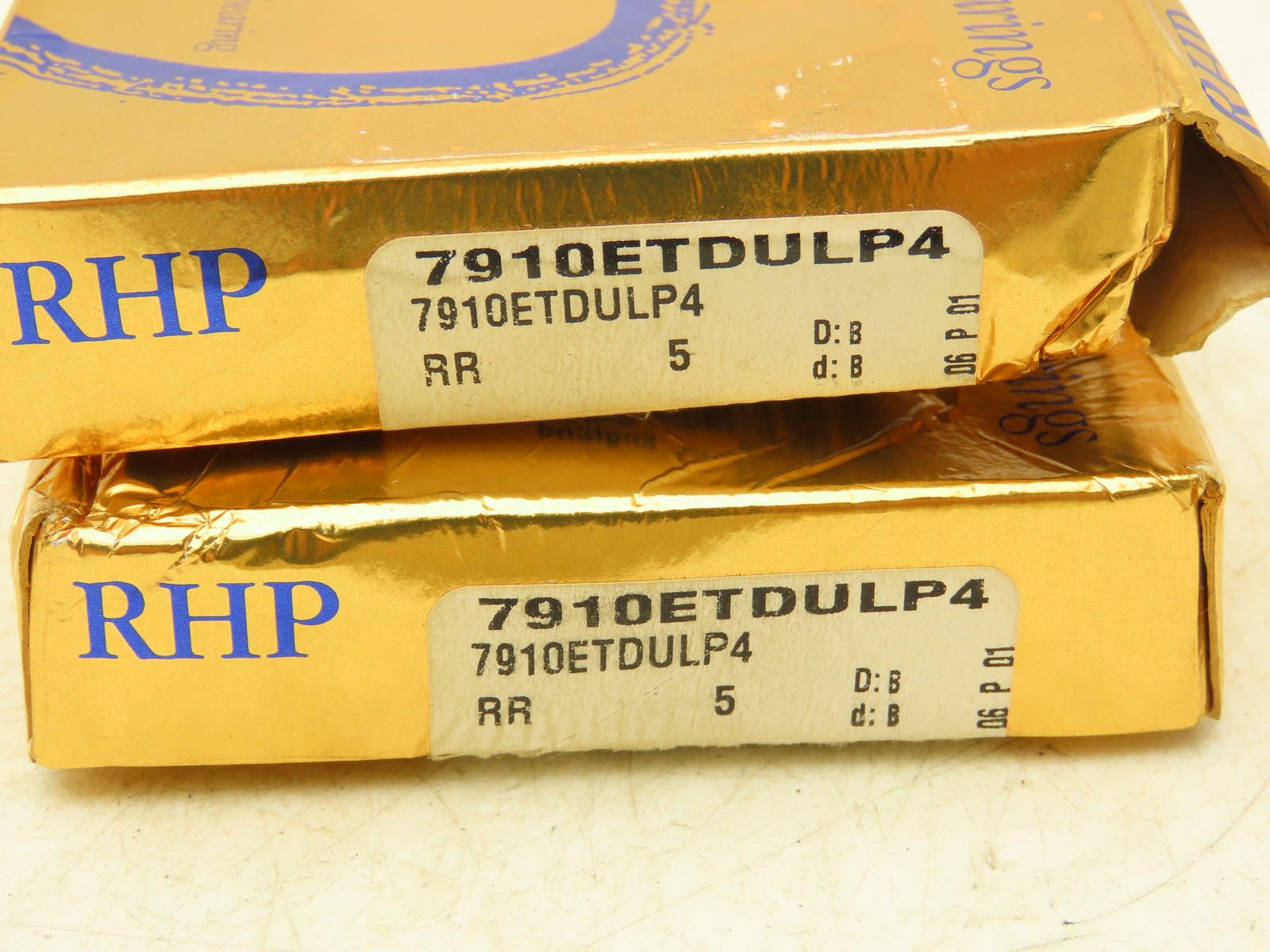 RHP 7910 ETDULP4 Ball Bearing Matched Set 50mm-ID x 72mm-OD x 12mm-W Lot Of 2