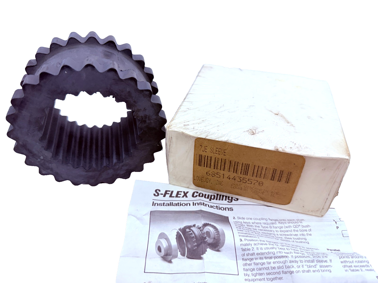 LoveJoy 7JE 7JE S-Flex Sleeve, Rubber, RPM: 5250, Bore: 41.275 mm, Max 375 deg