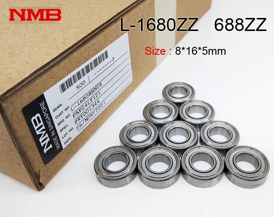 10Pcs NMB L-1680ZZ 688ZZ (8x16x5 mm) Bearing Ball Bearings Metal Shields