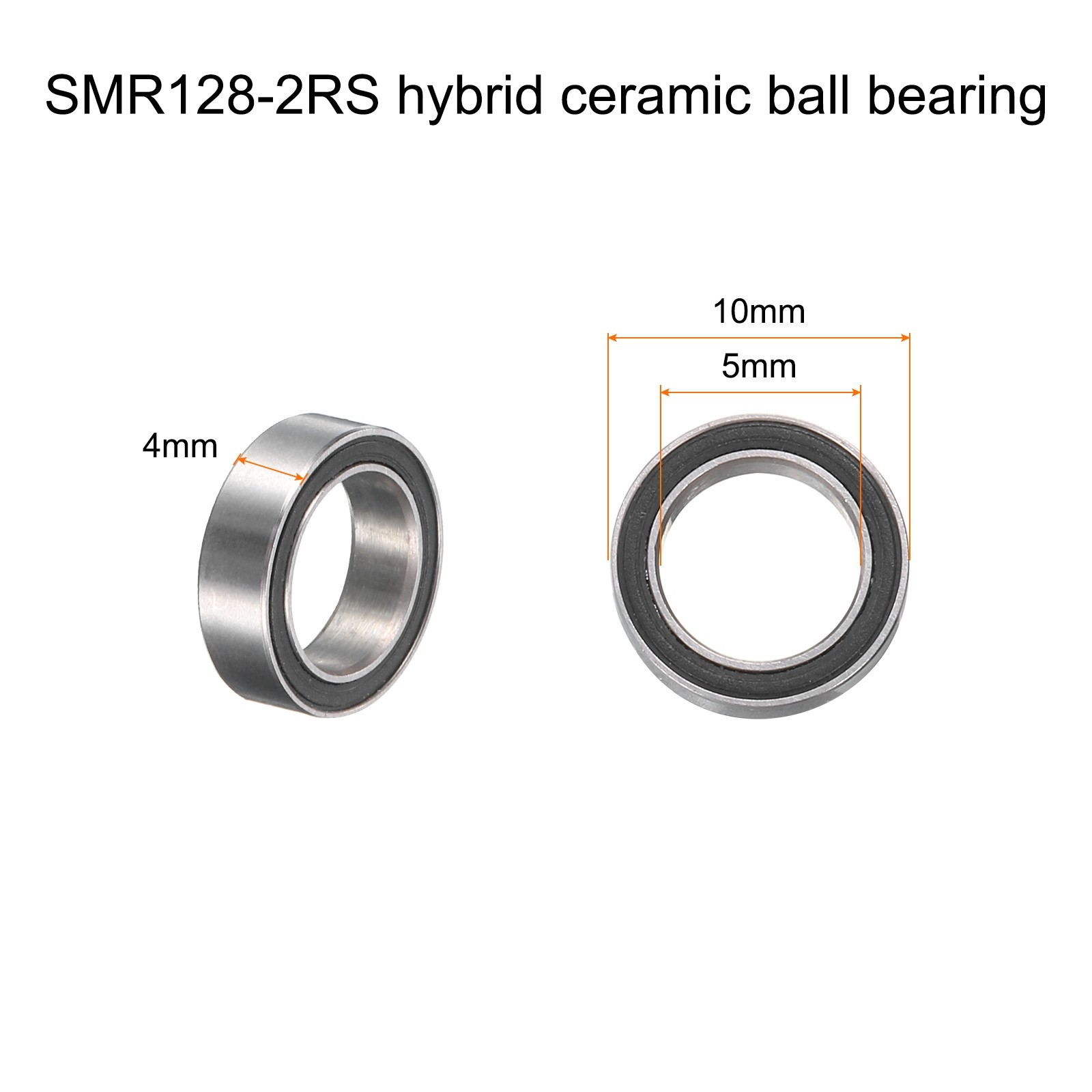 SMR128-2RS Miniature Hybrid Ceramic Bearing 8x12x3.5mm Double Sealed,Black