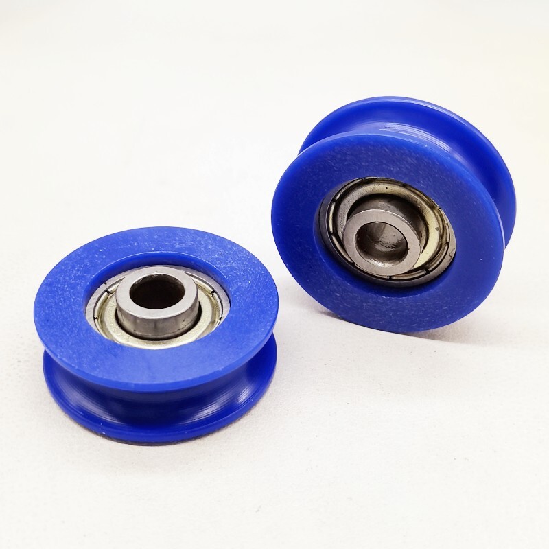 6Pcs U Type Groove Pulley Nylon Guide Rolling Bearing 5×25.5×8.5mm Blue