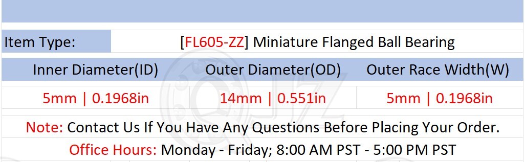 [Qty.8] New FL605-ZZ Miniature Flanged Ball Bearing [5mm ID x 14mm OD x 5mm W]