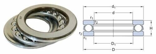 1x piece of axial deep groove ball bearing/thrust bearing 51102 15X28X9 mm…