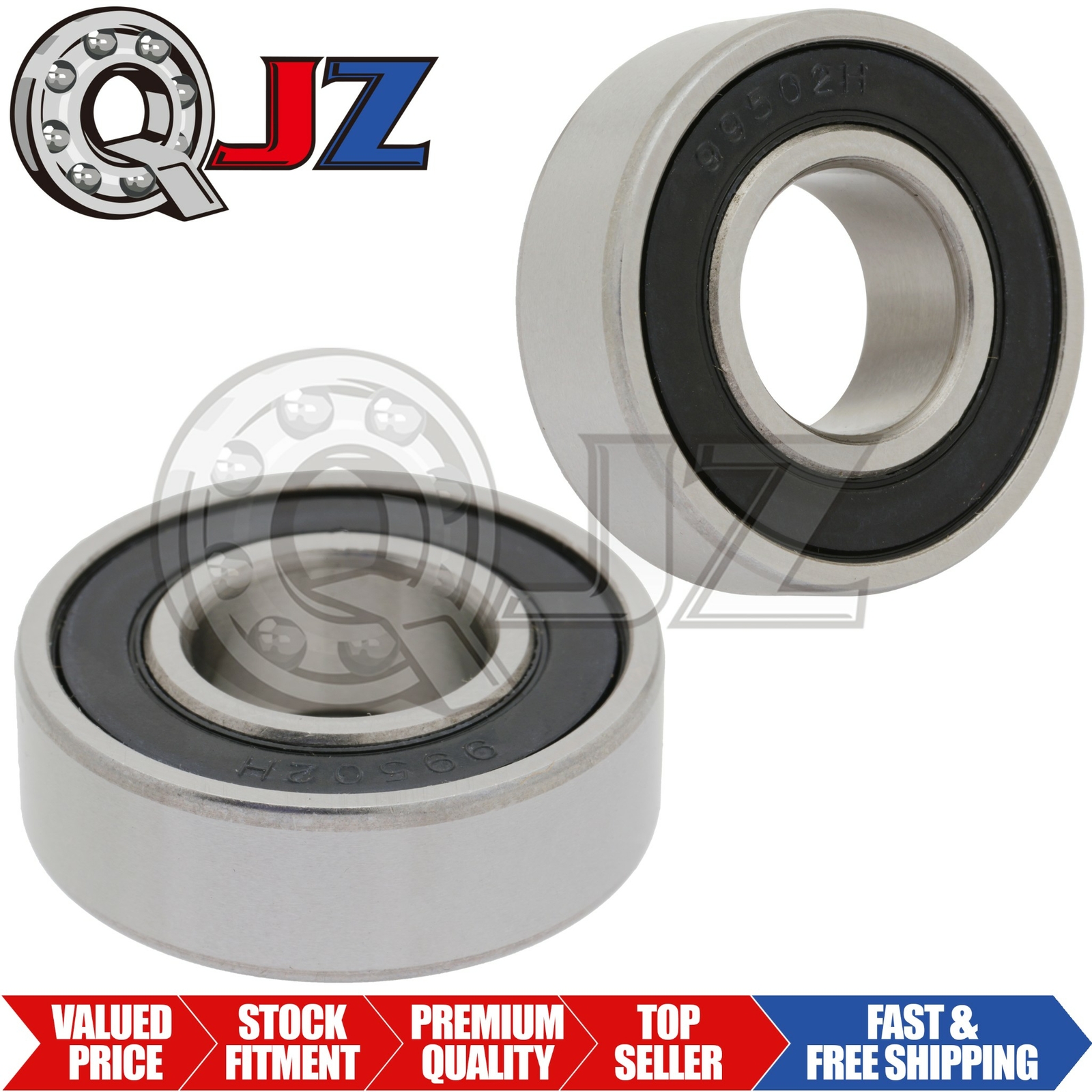 [2x] 99502H Radial Deep Groove Ball Bearing 0.625in x 1.375in x 0.433in Rubber