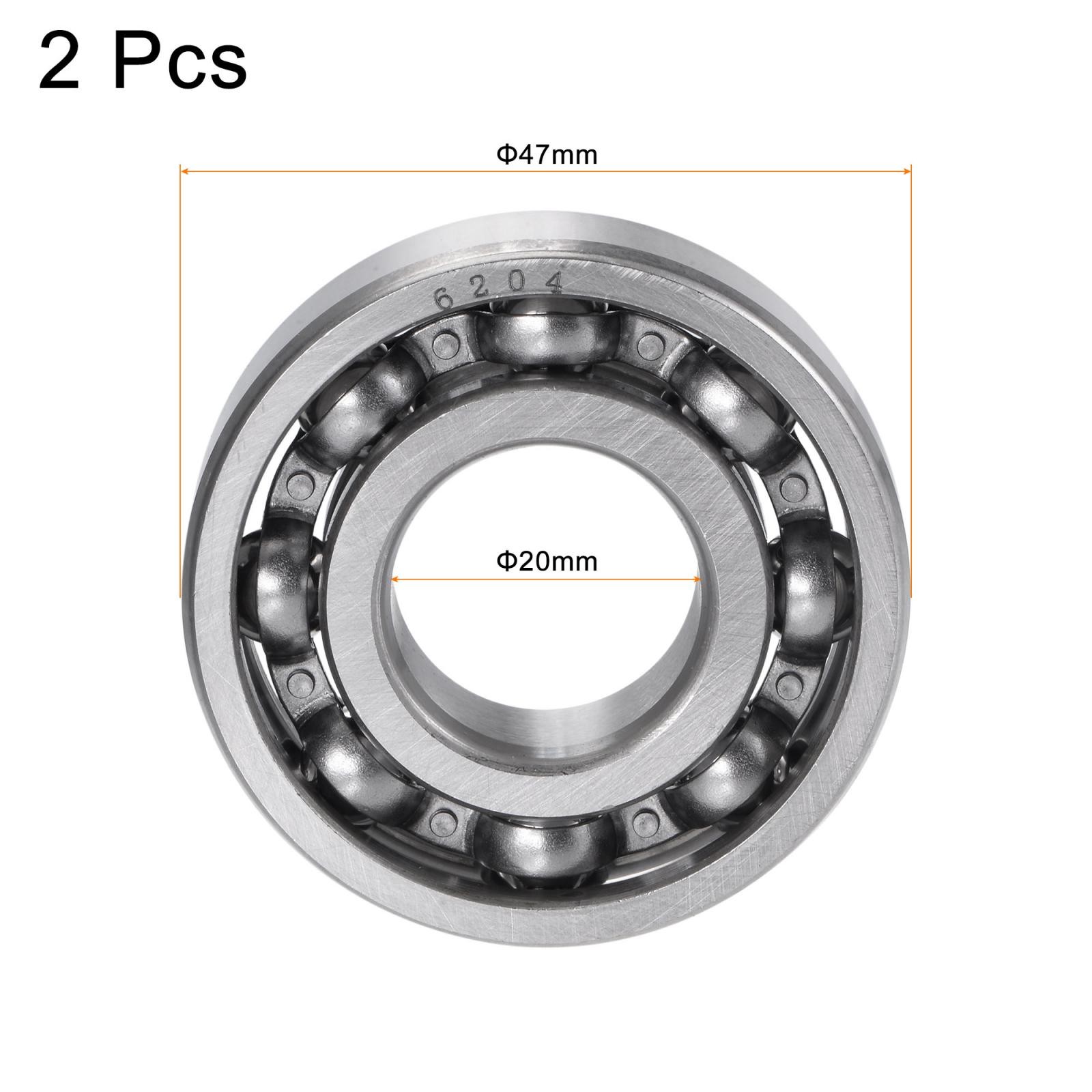 2pcs 6204 Deep Groove Ball Bearings 12x32x14mm CN Open Type Chrome Steel