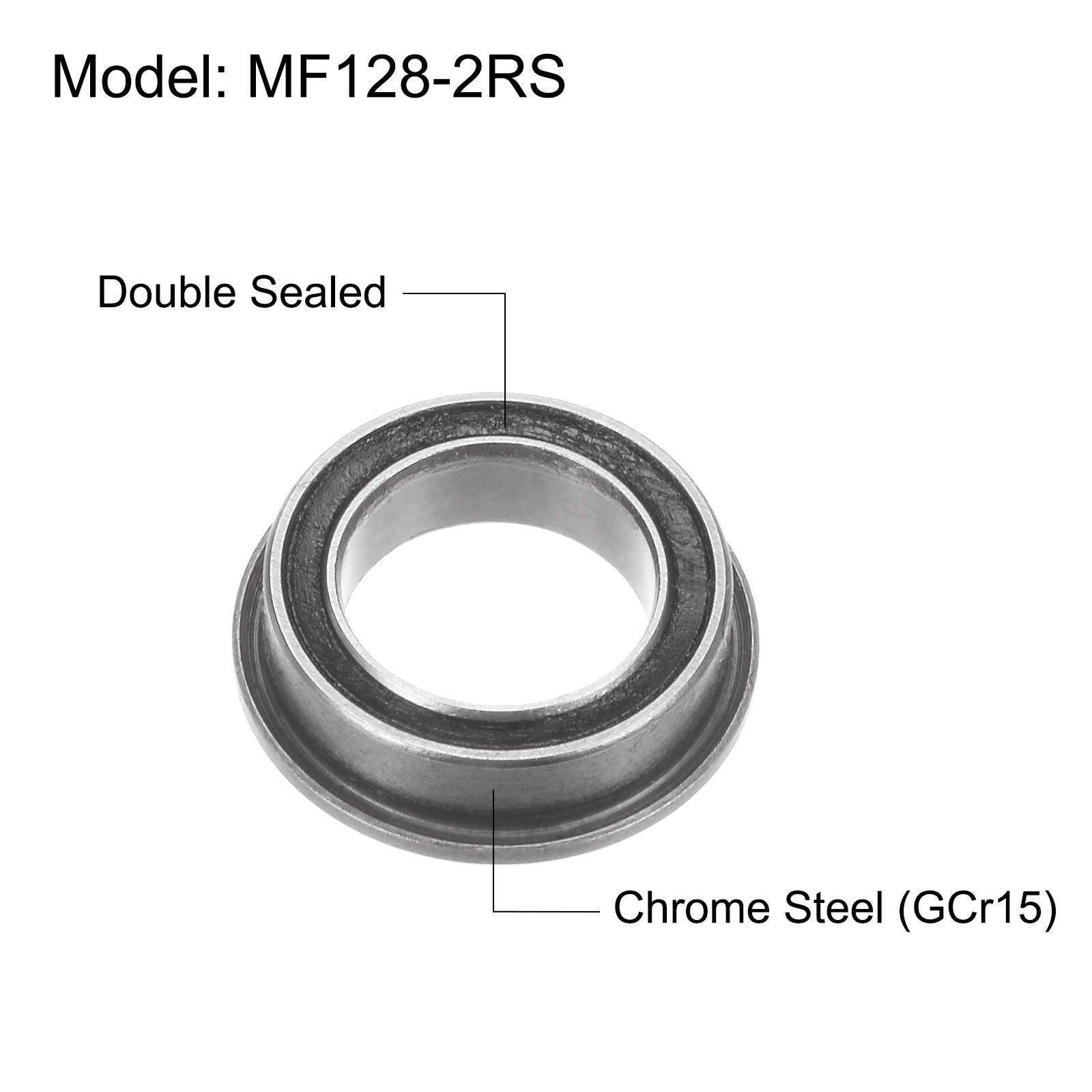 10pcs MF128-2RS Flanged Ball Bearing 8x12x3.5mm Sealed Steel Flange Bearings